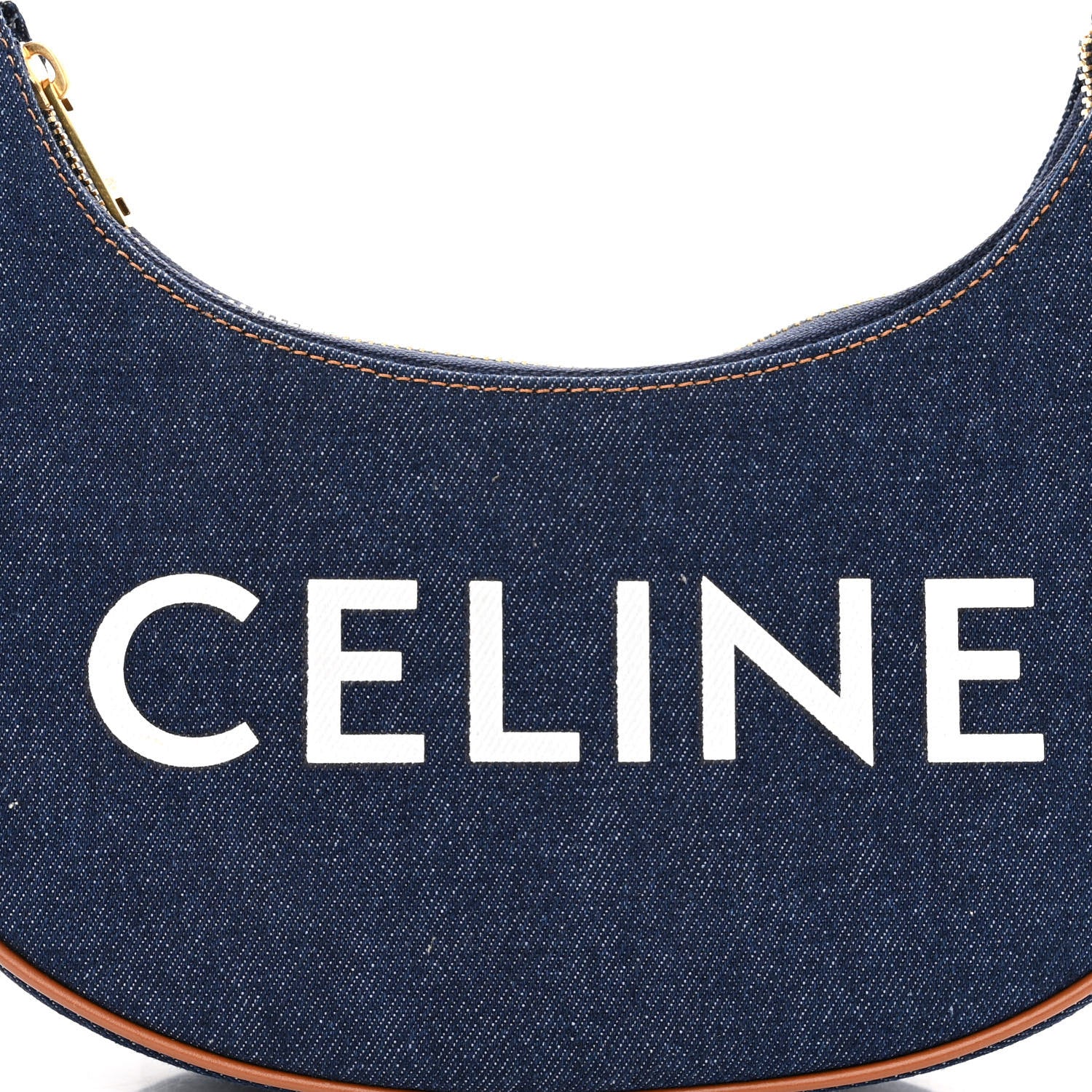 Celine Denim Ava Shoulder Bag Navy Tan 7 of 9