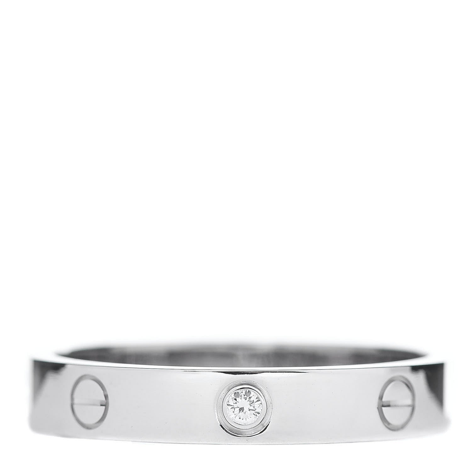 Cartier 18K White Gold Diamond 4mm LOVE Wedding Band Ring 63 10.5 1 of 4