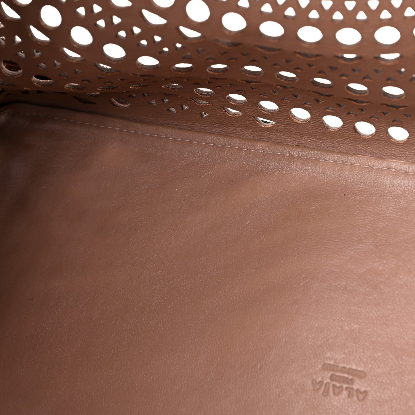 Calfskin Laser Cut Mina 32 Bag Brown