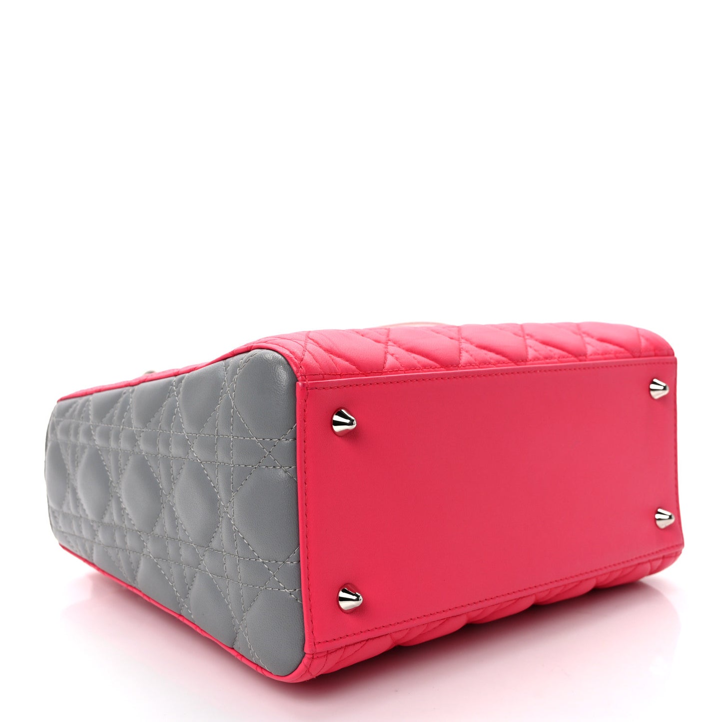 Lambskin Cannage Medium Tri-Color Lady Dior Fuchsia