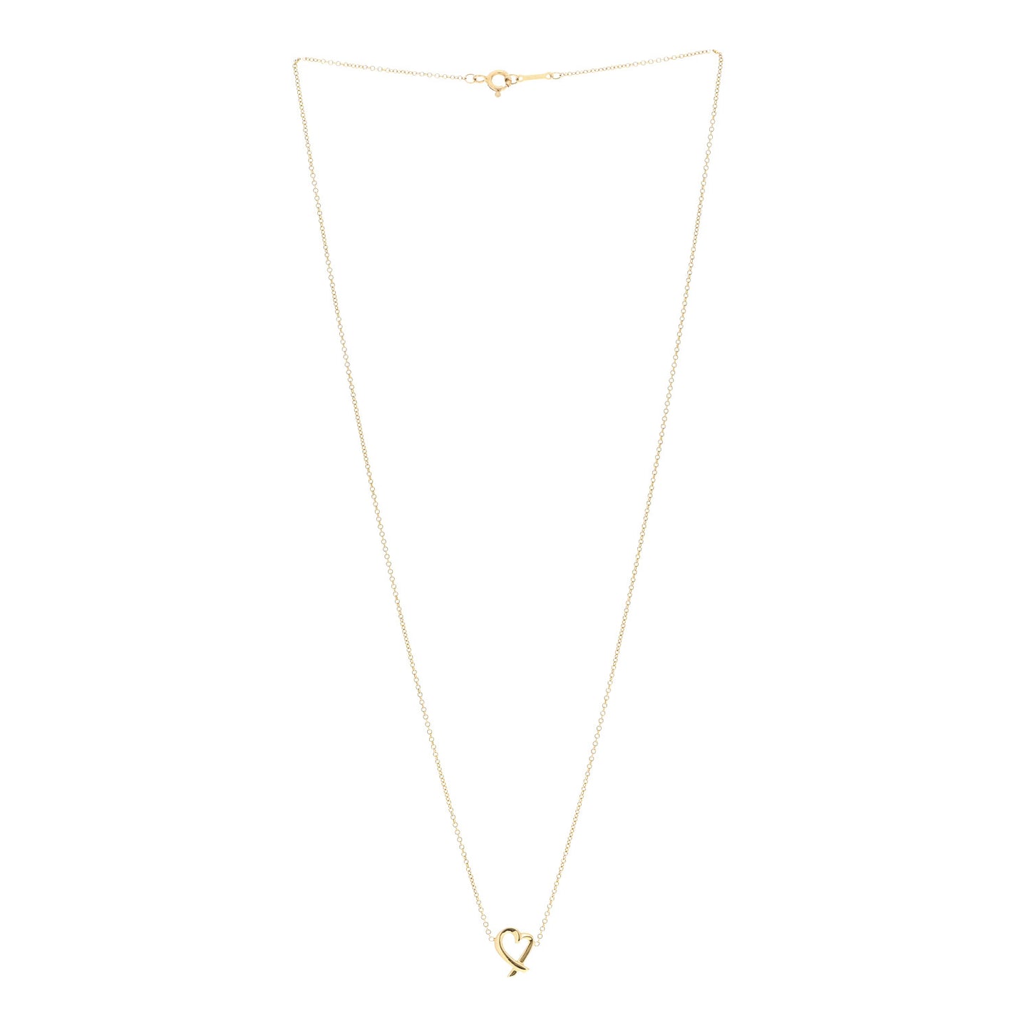 18K Yellow Gold Mini Paloma Picasso Loving Heart Pendant Necklace