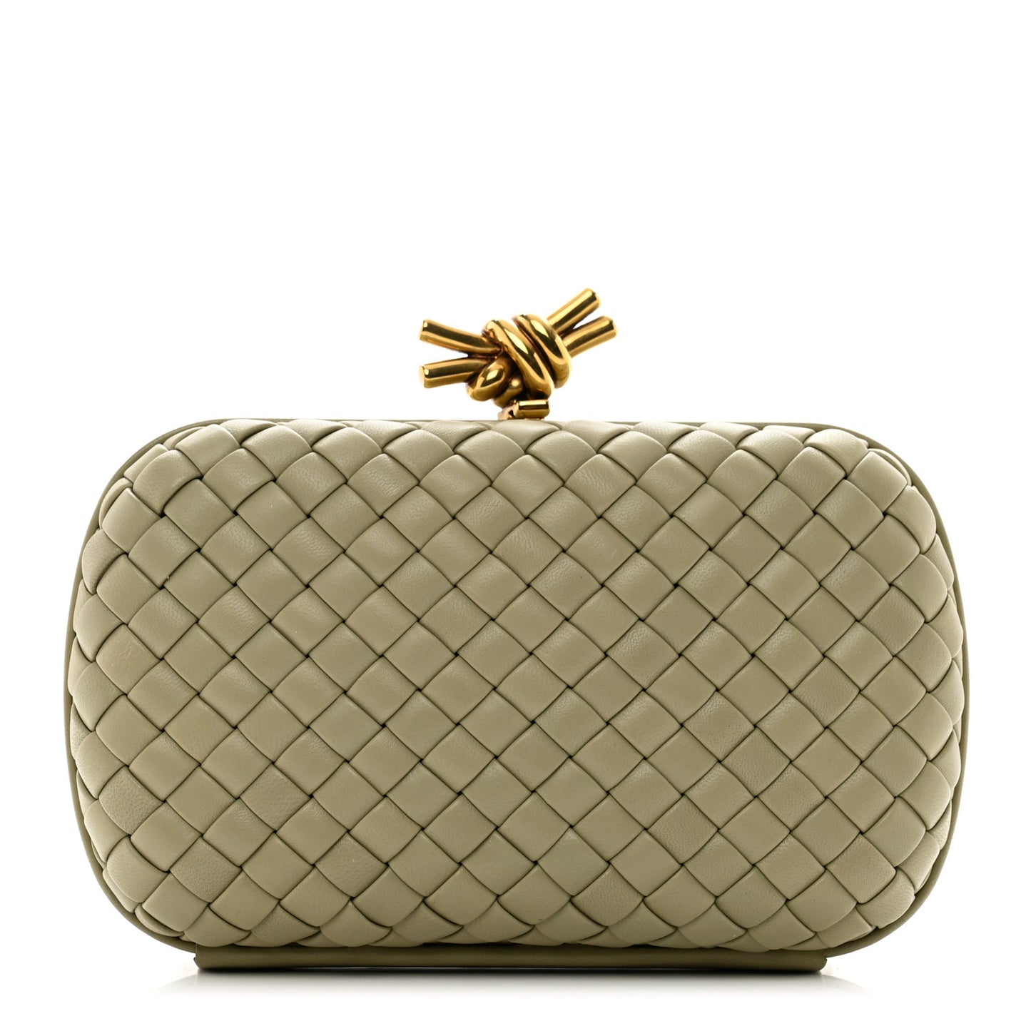 Intrecciato Minaudiere Knot Clutch Travertine