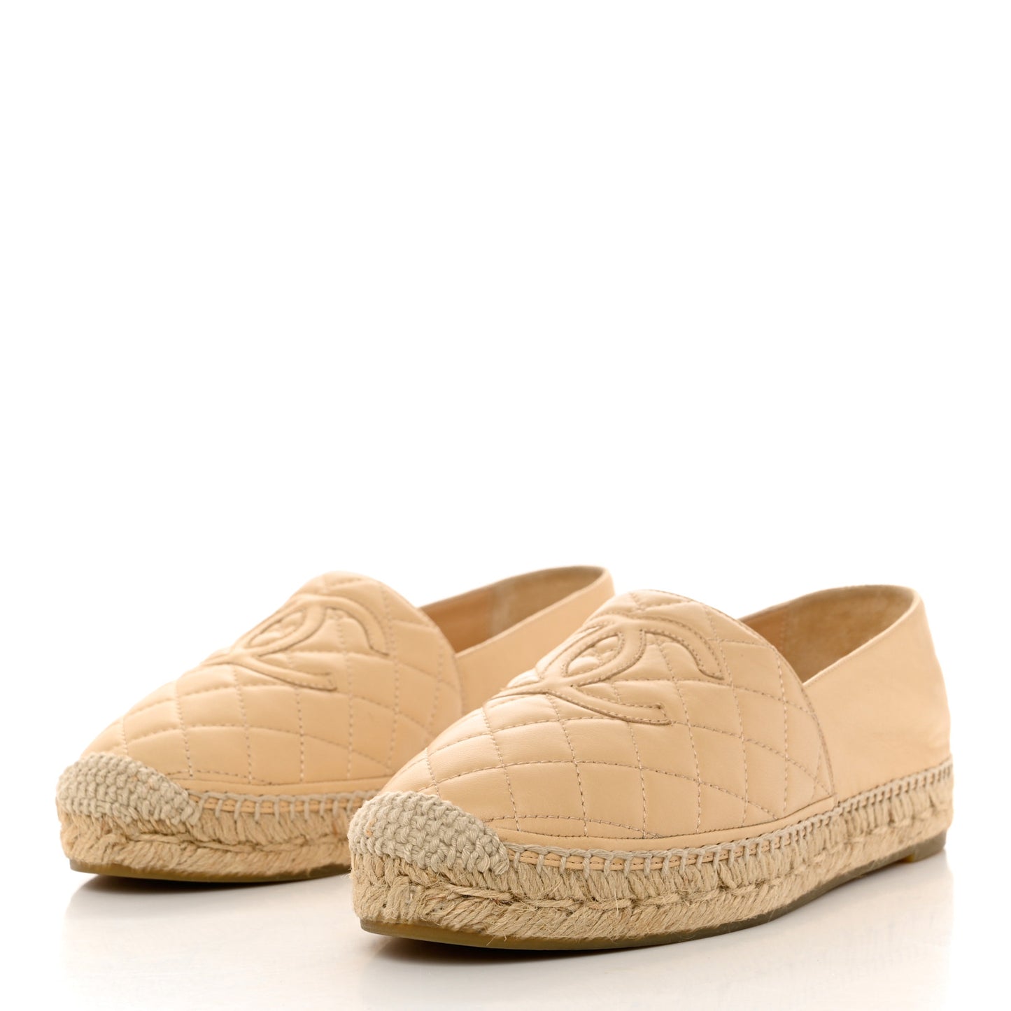 Lambskin Quilted CC Espadrilles 39 Beige