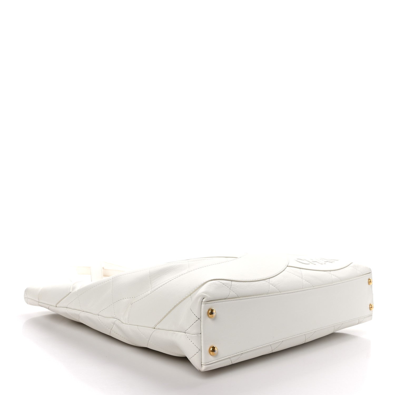 Chanel Calfskin Stitched CC Shopper Tote White 4 of 9