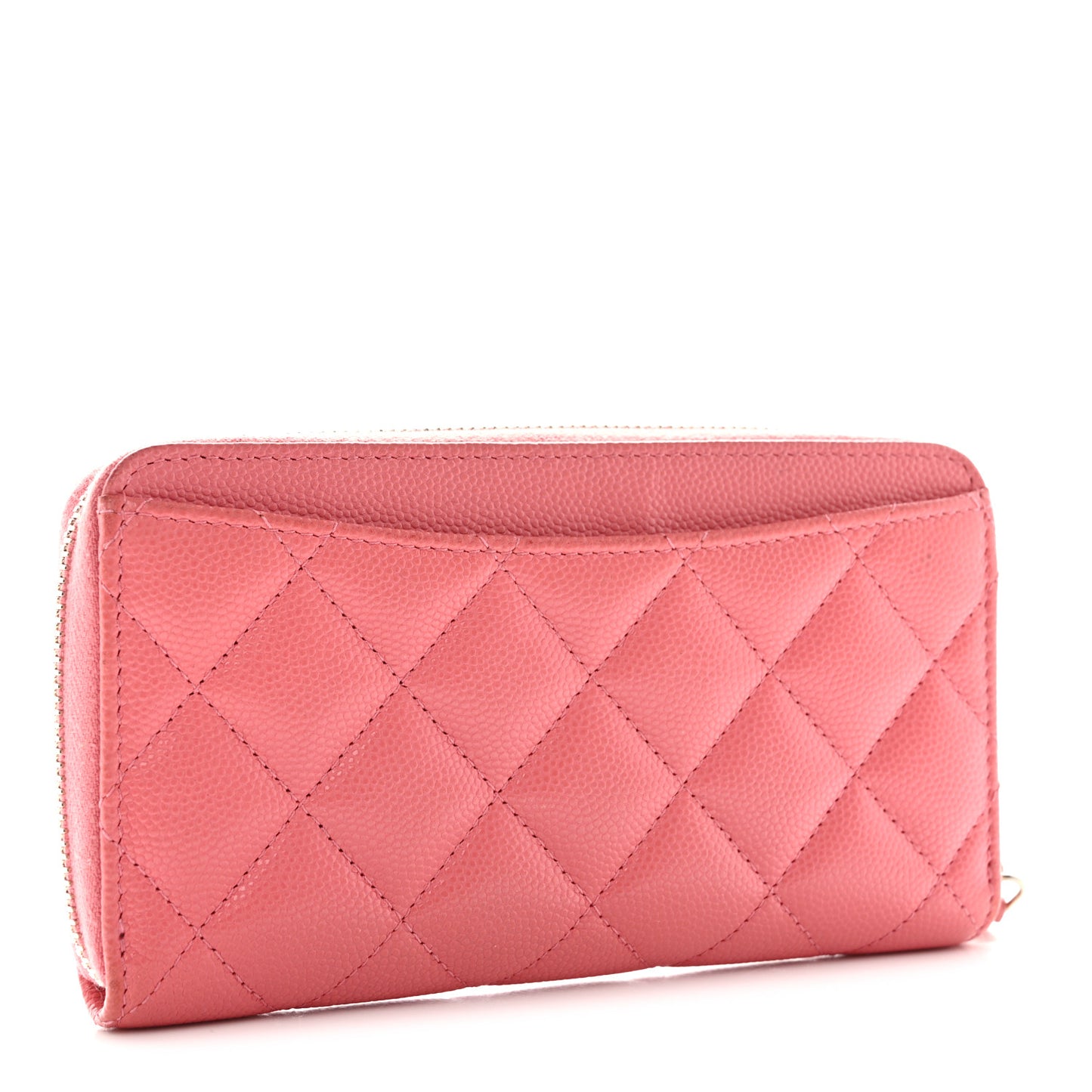 Caviar Quilted Medium Zip Around Wallet Dark Pink