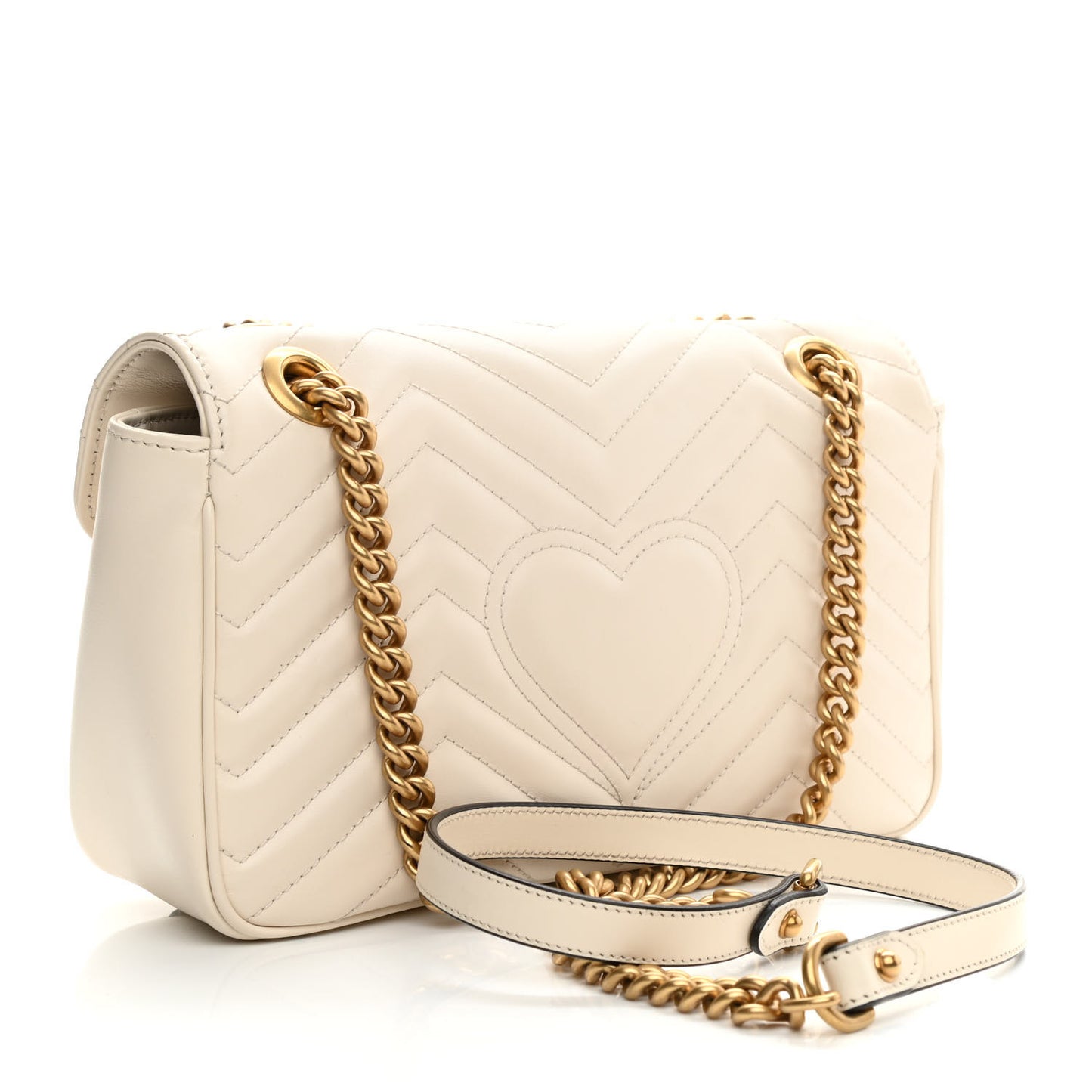 Calfskin Matelasse Small GG Marmont Shoulder Bag White
