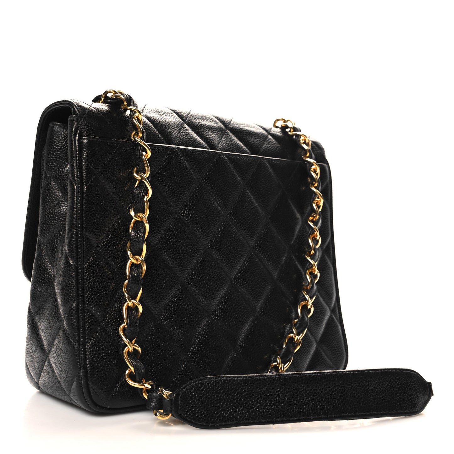 Caviar Quilted Jumbo Square Flap Black
