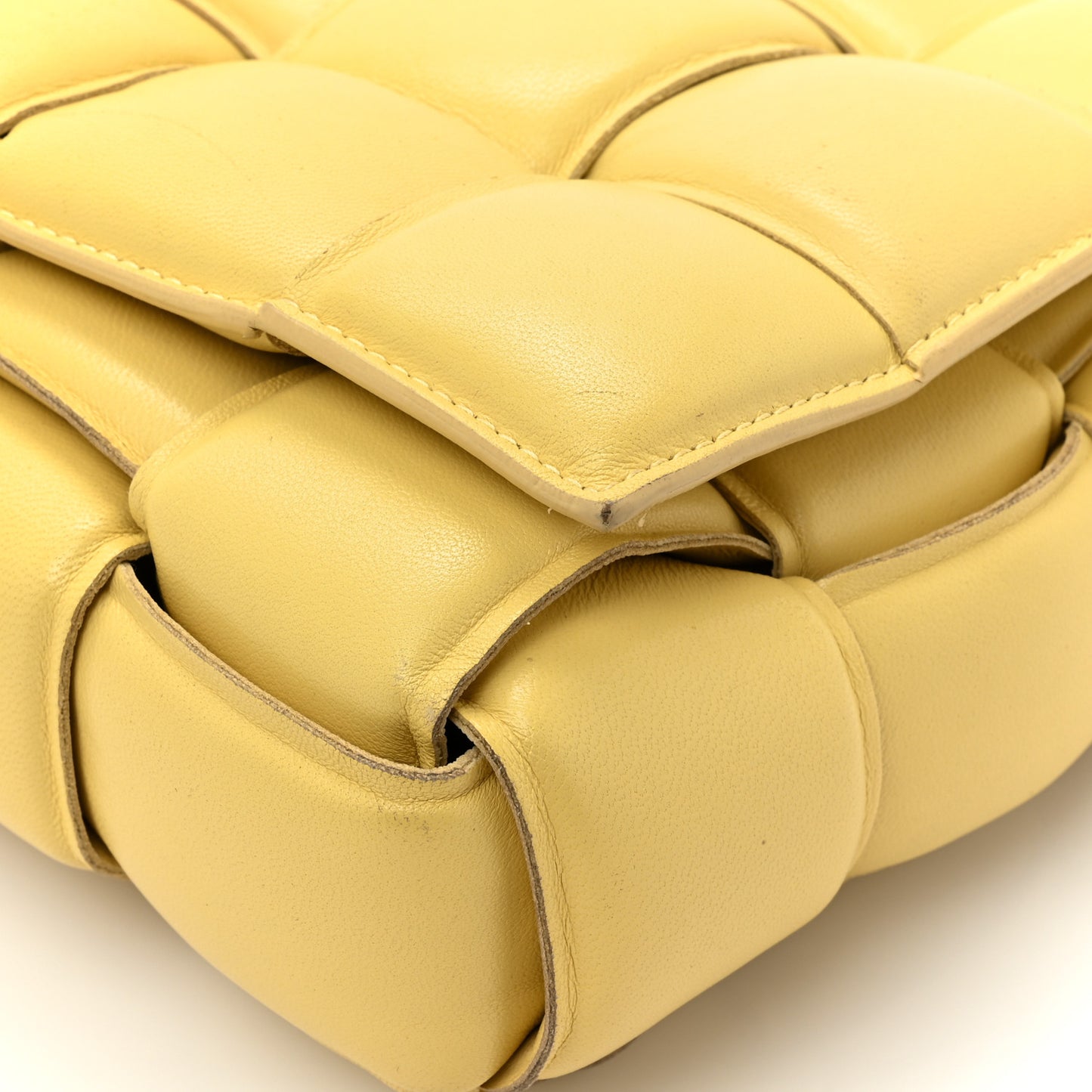 Lambskin Maxi Intreccio Padded Chain Cassette Crossbody Bag Corn