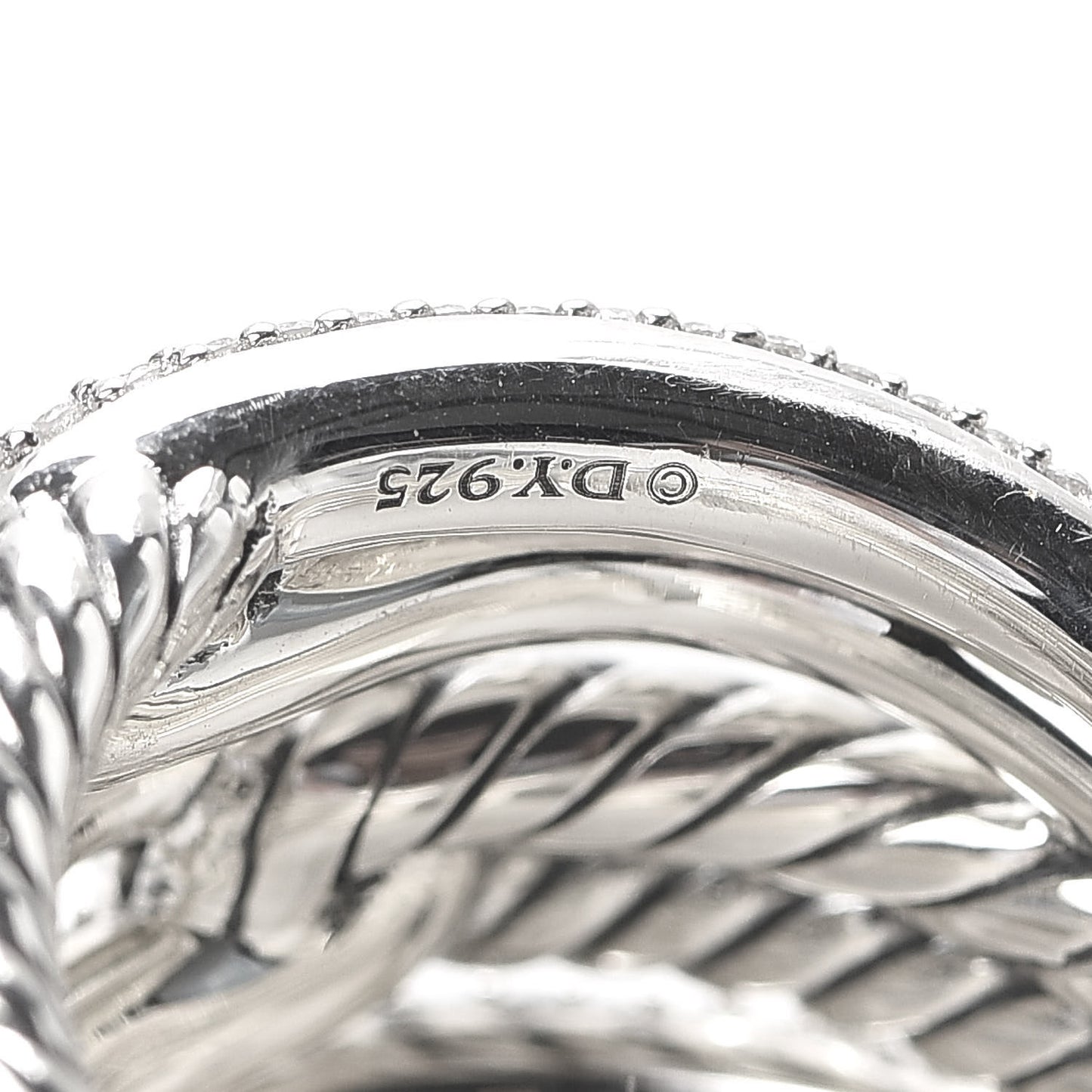 Sterling Silver Diamond 19mm Labyrinth Triple Loop Ring 52 6