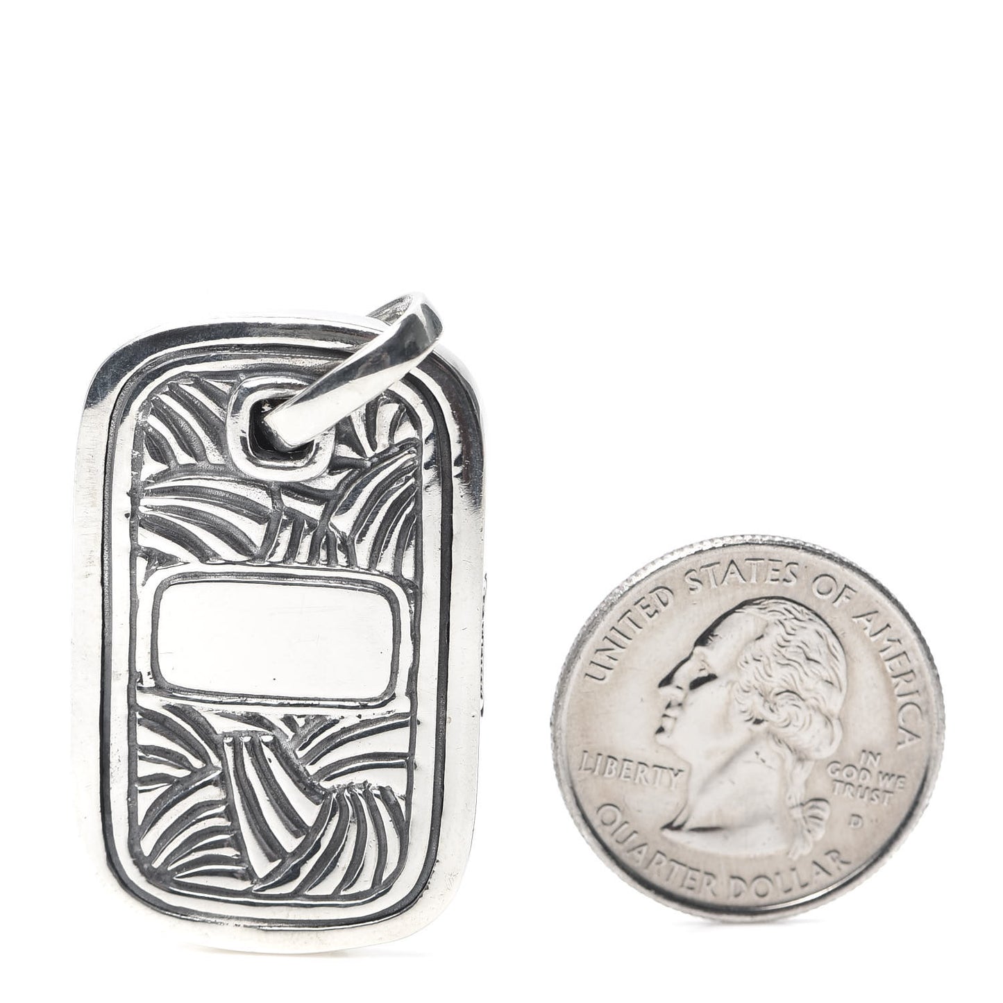 Sterling Silver 14K Yellow Gold Large Carved Dog Tag Pendant