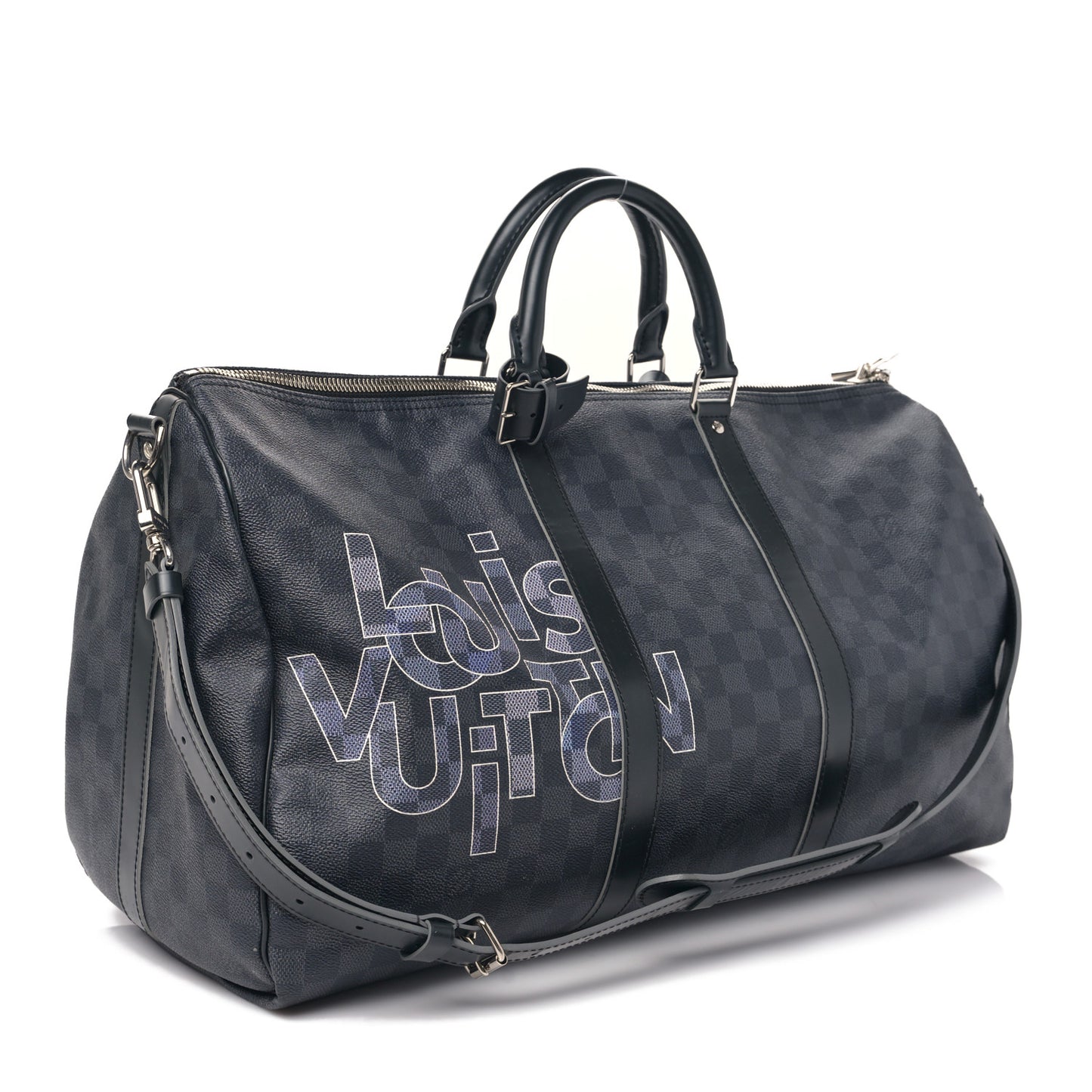 Damier Graphite Logo Keepall Bandouliere 50 Gris