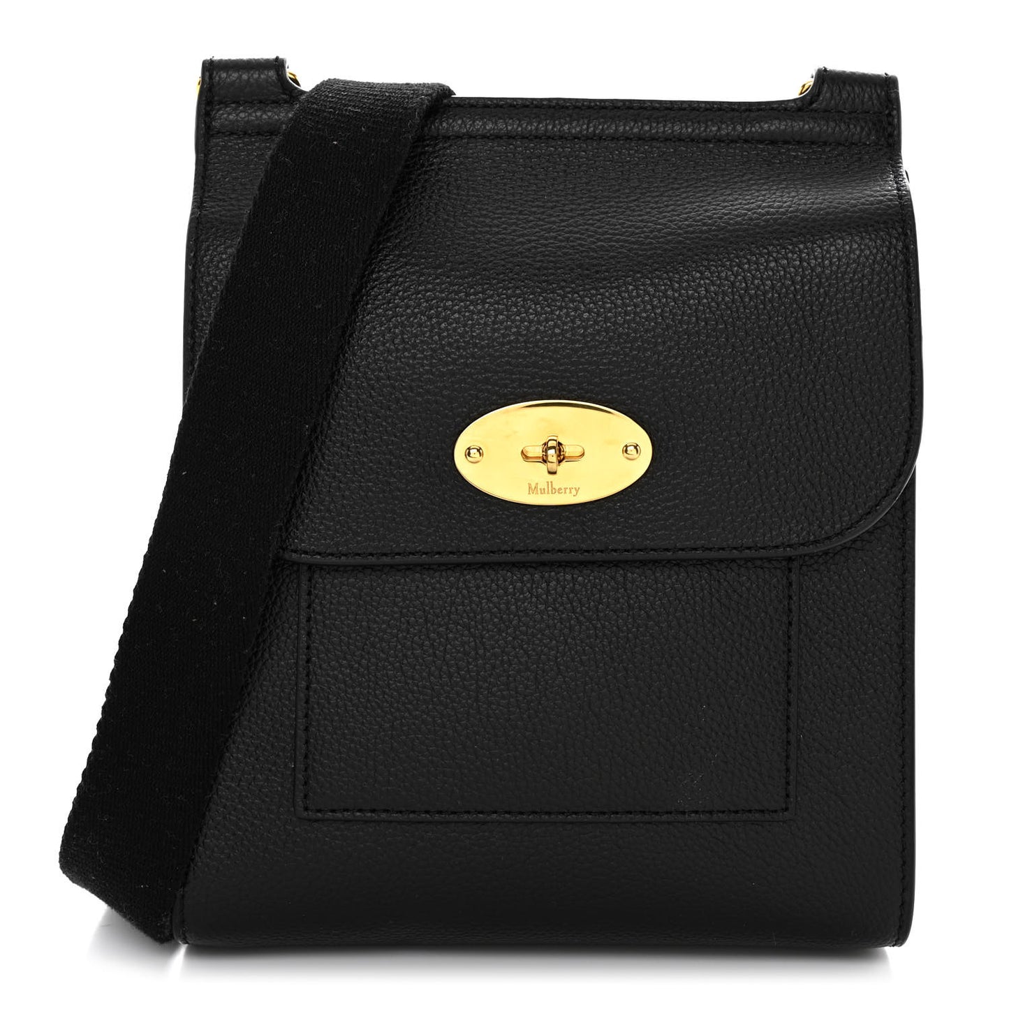 Natural Grain Calfskin Antony Messenger Crossbody Black