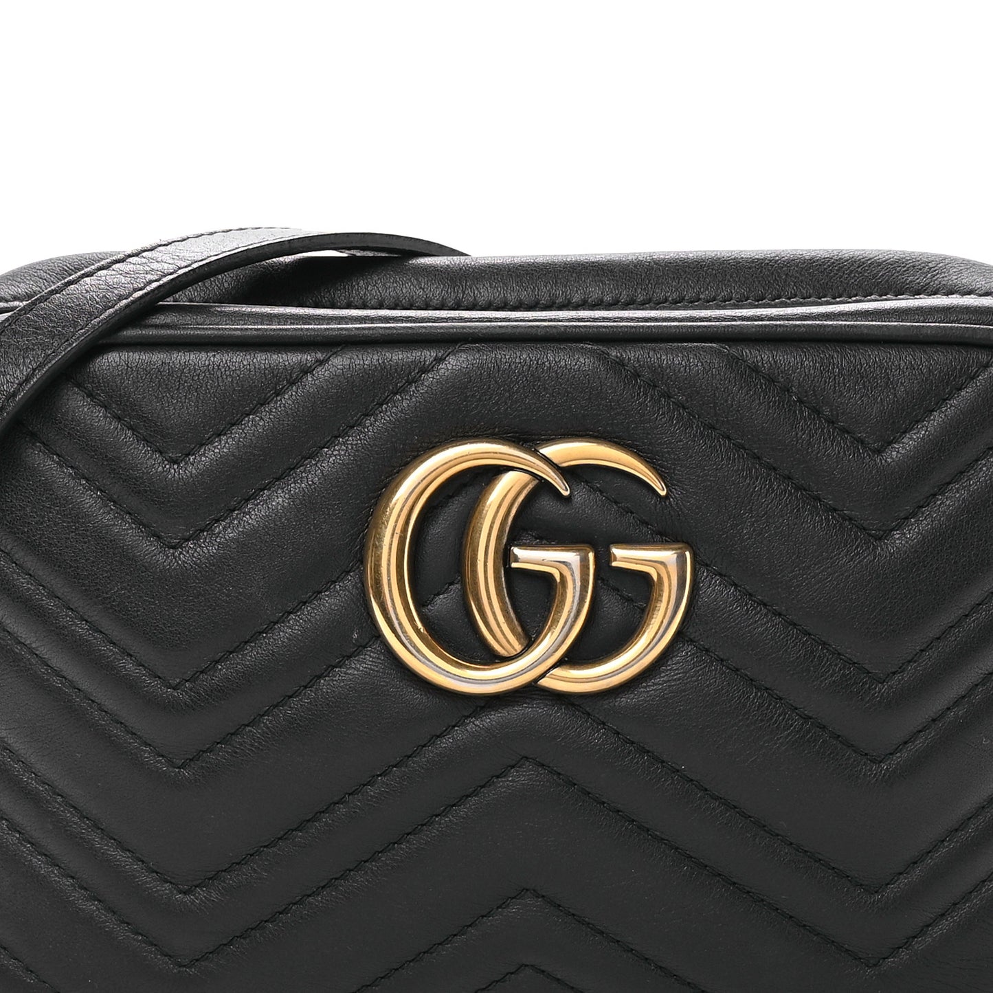 Calfskin Matelasse Small GG Marmont Chain Shoulder Bag Black