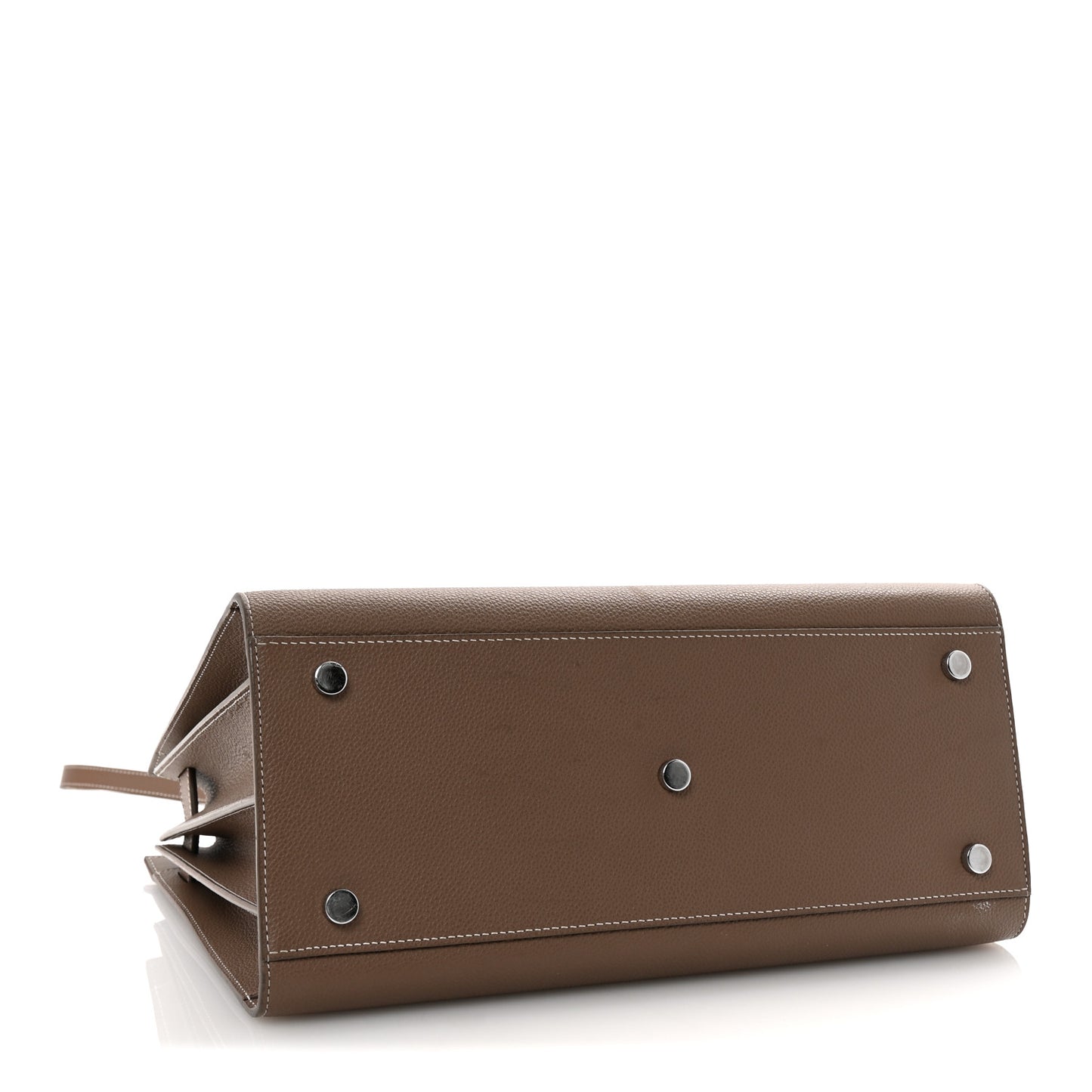Grained Calfskin Topstitch Small Classic Sac De Jour Taupe