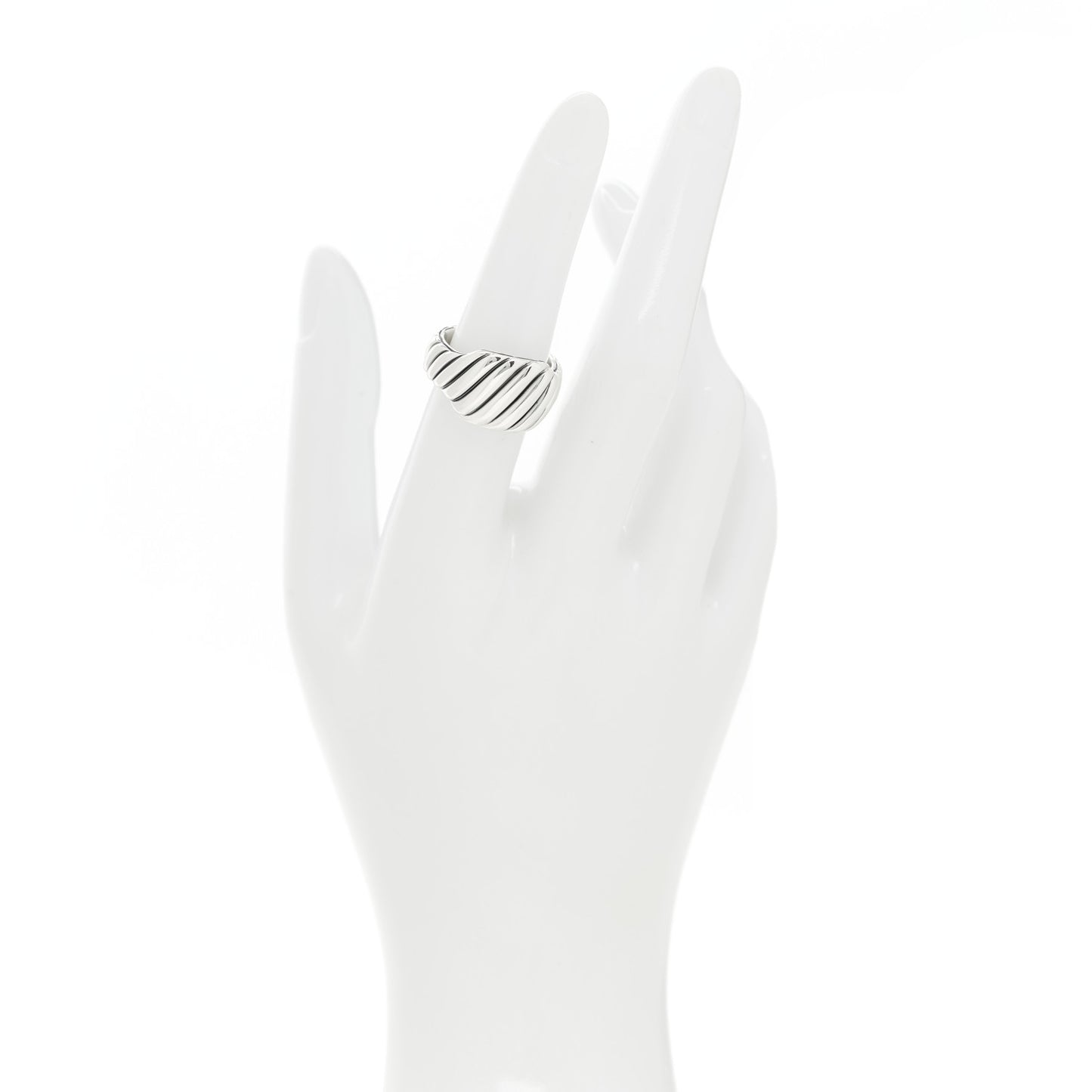 Sterling Silver 12.5mm Sculpted Cable Contour Ring 53 6.5