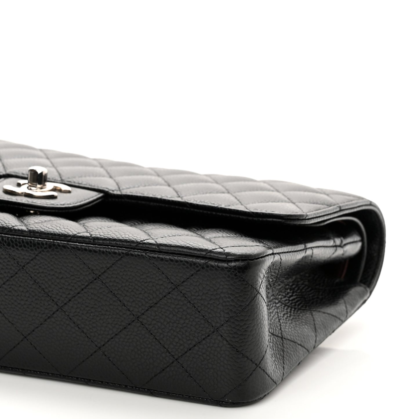 Caviar Quilted Medium Double Flap Black