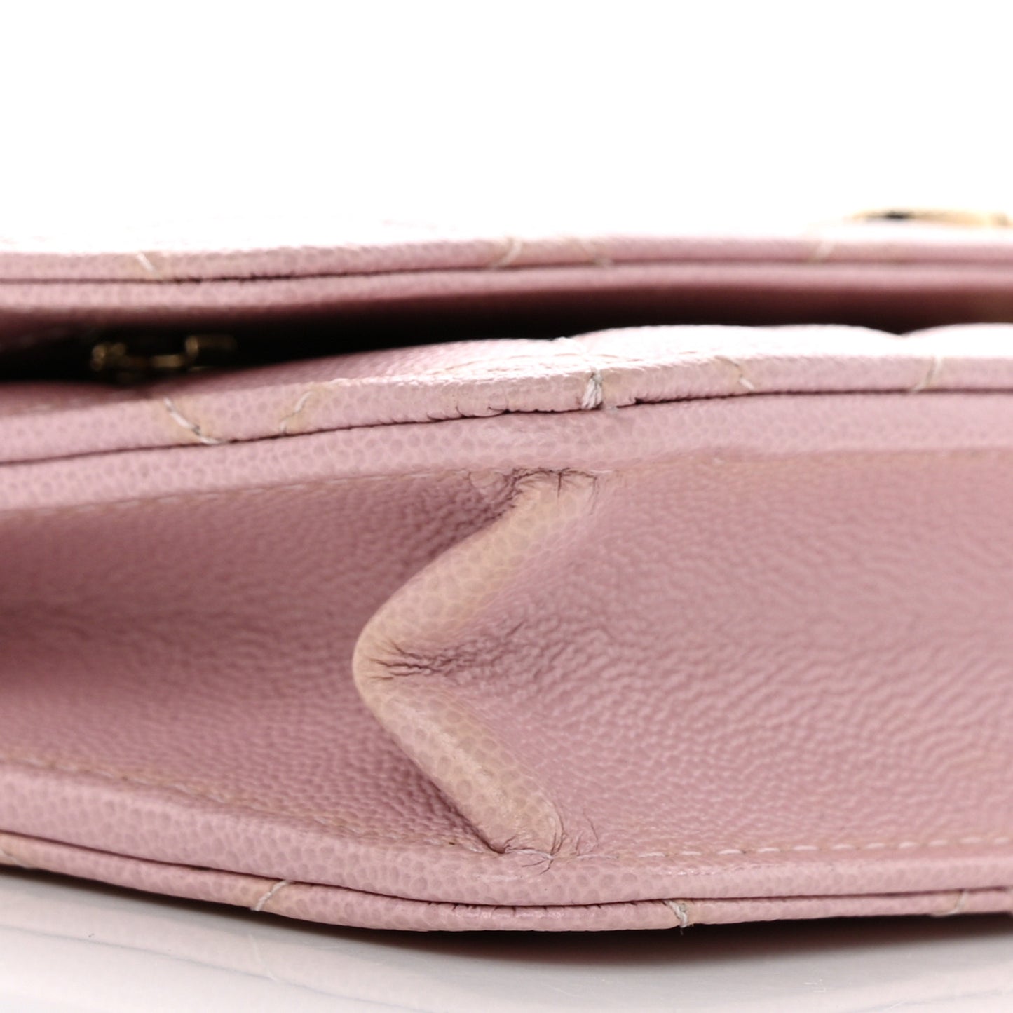 Caviar Quilted Studded CC Wallet on Chain WOC Light Pink