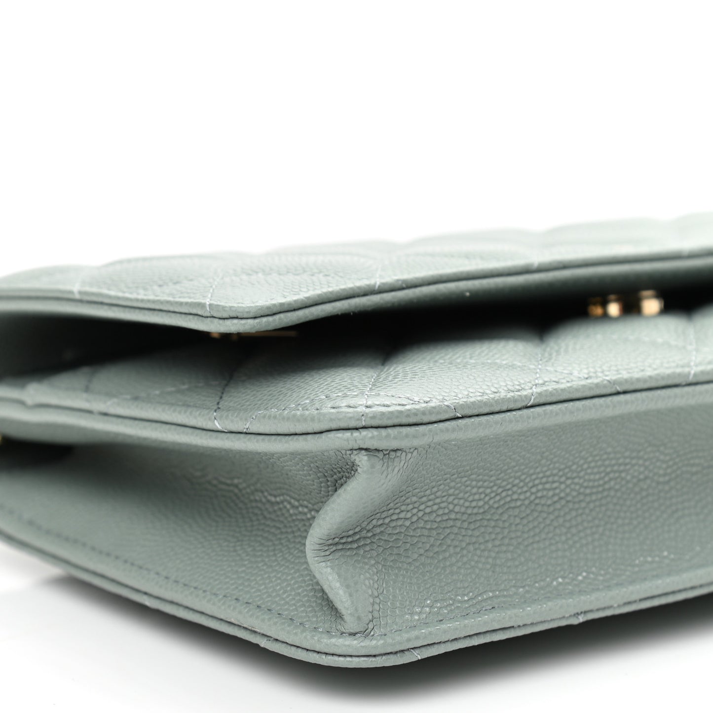 Caviar Quilted Wallet On Chain WOC Light Gray