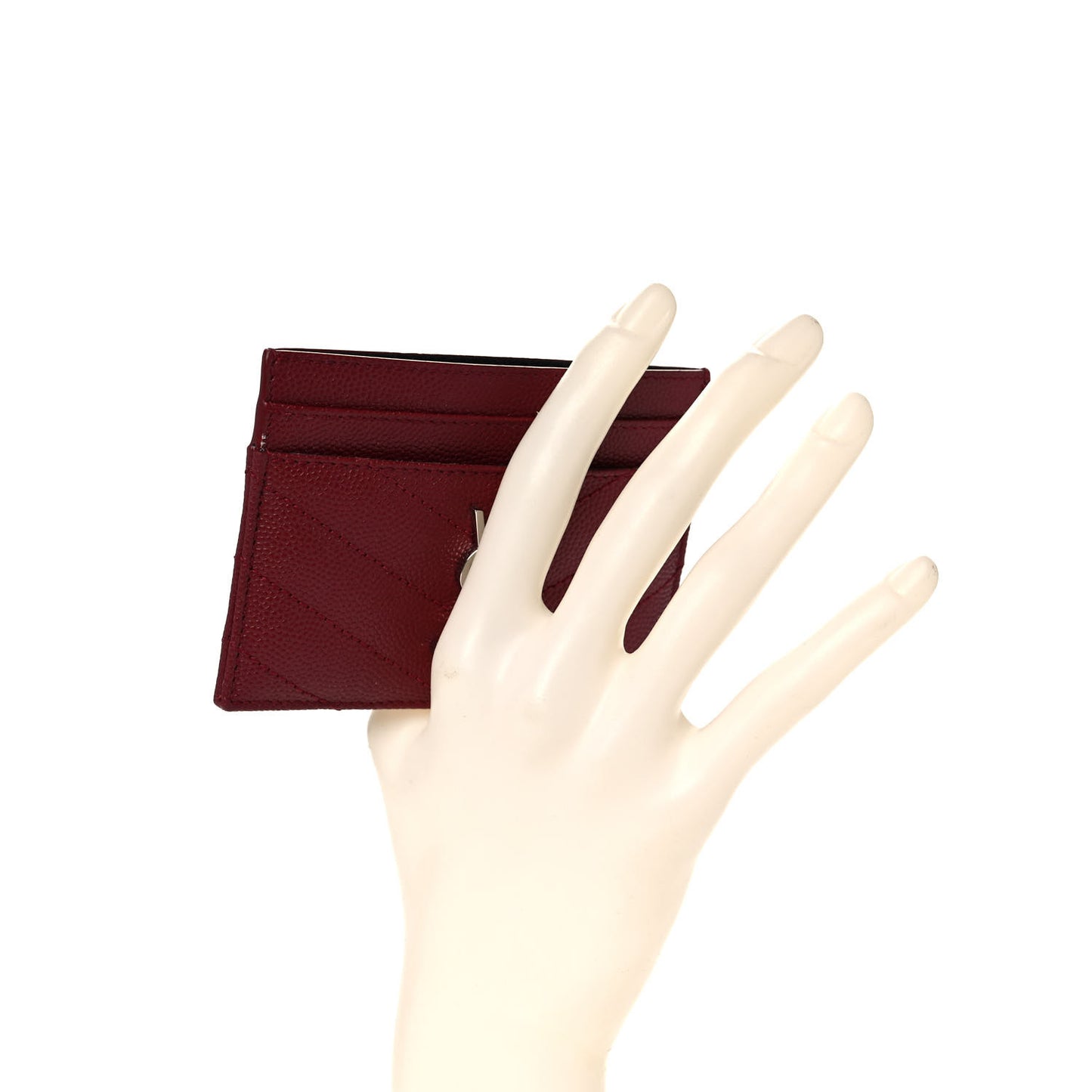 Grain De Poudre Matelasse Chevron Monogram Credit Card Case Palissandre