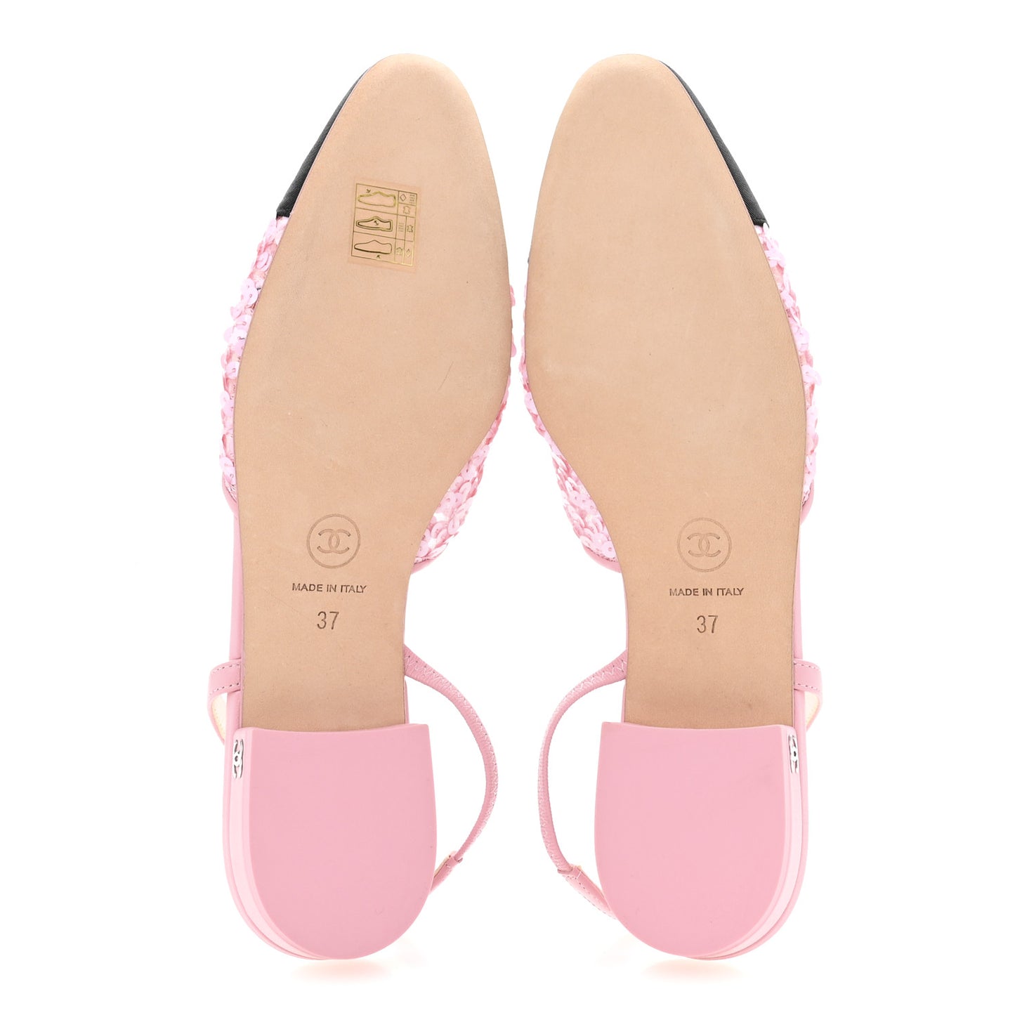 Sequins Satin Cap Toe CC Slingback Flat 37 Pink Black