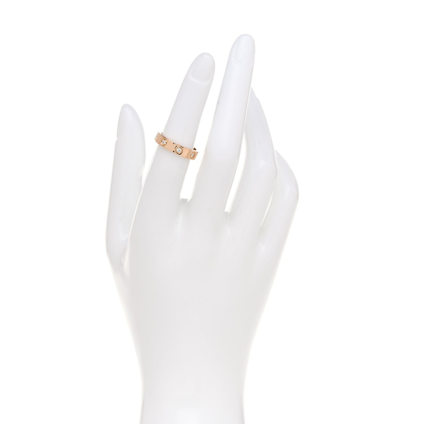18K Pink Gold 8 Diamond 4mm LOVE Wedding Band Ring 50 5.25