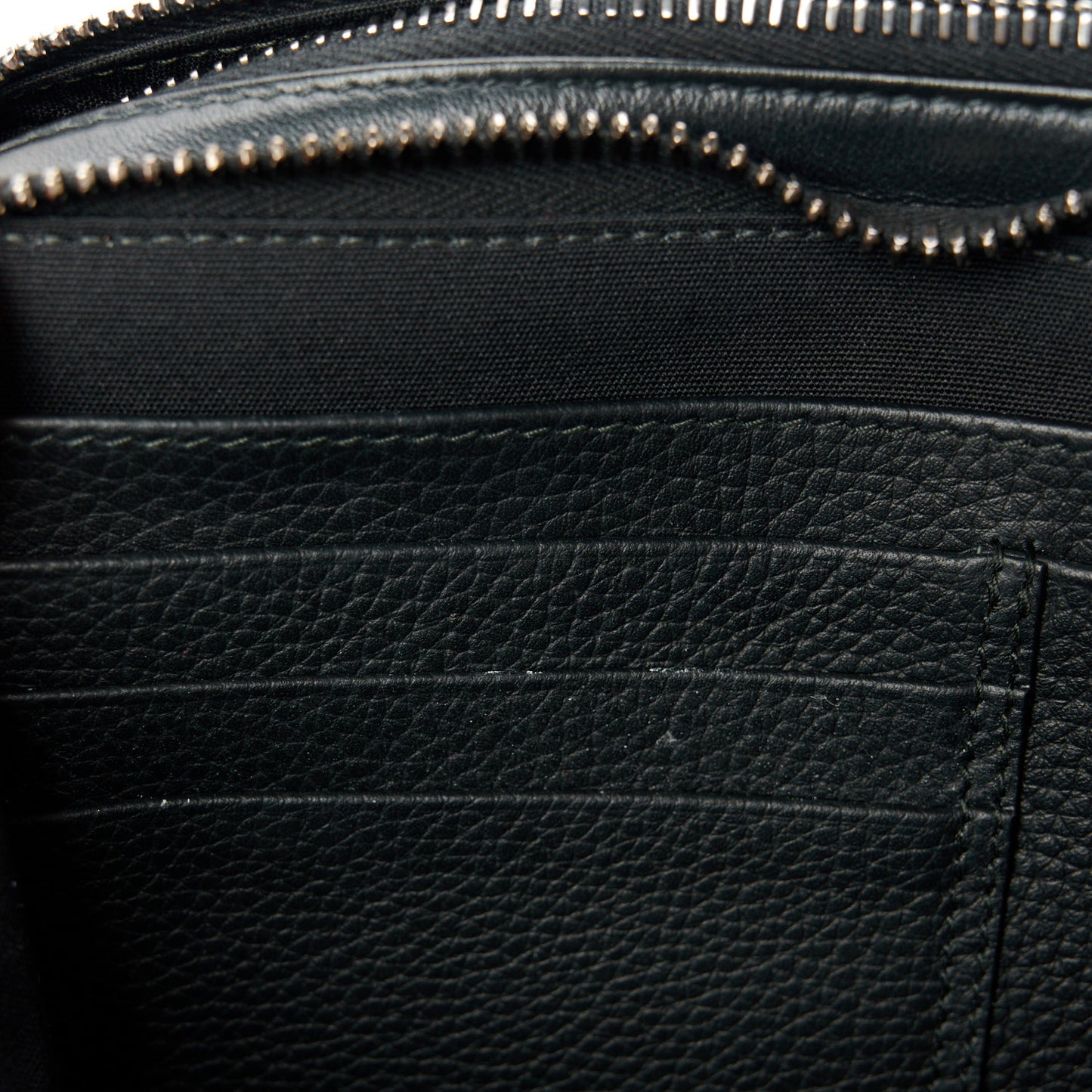 Grained Calfskin CD Icon Zipped Pouch With Strap Black