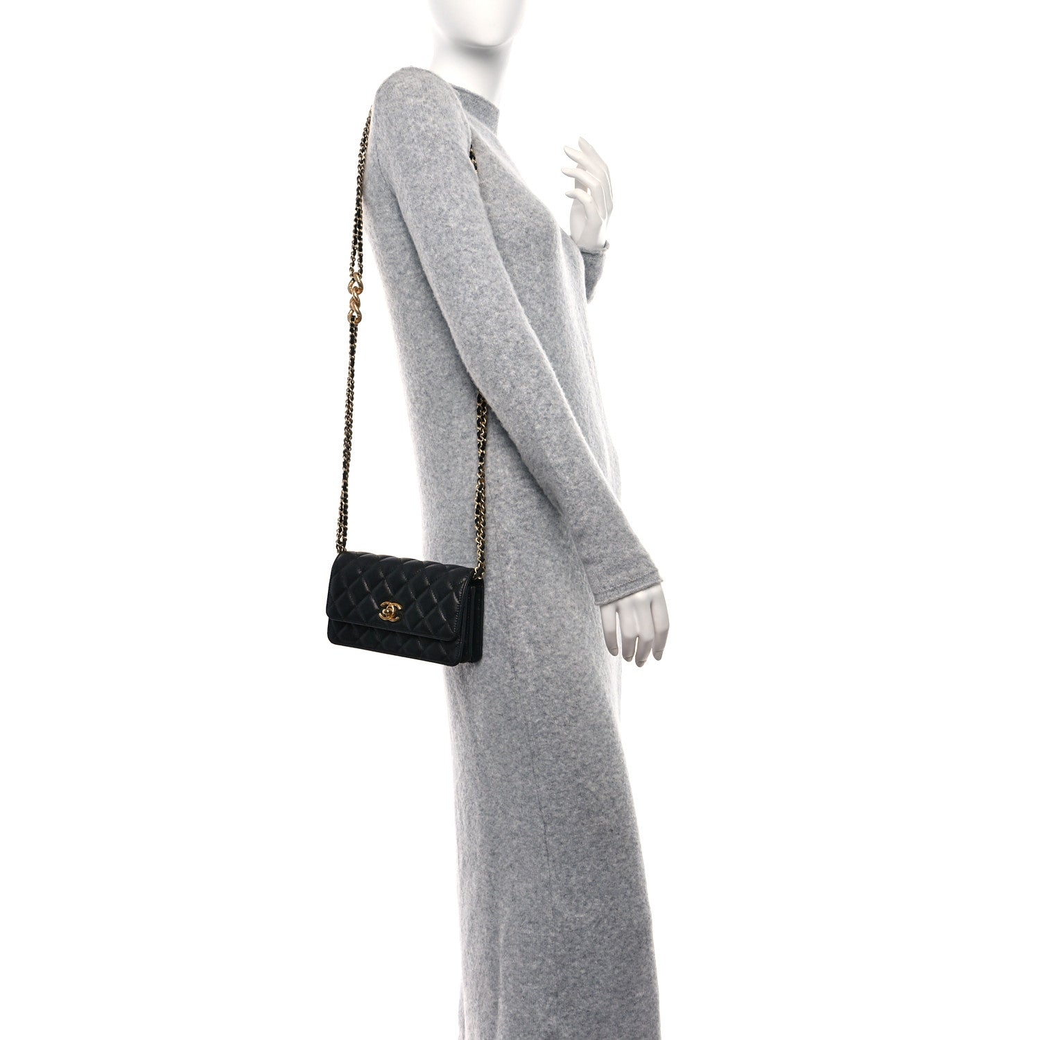 Chanel Caviar Quilted Chain Link Clutch With Chain Black 2 of 9