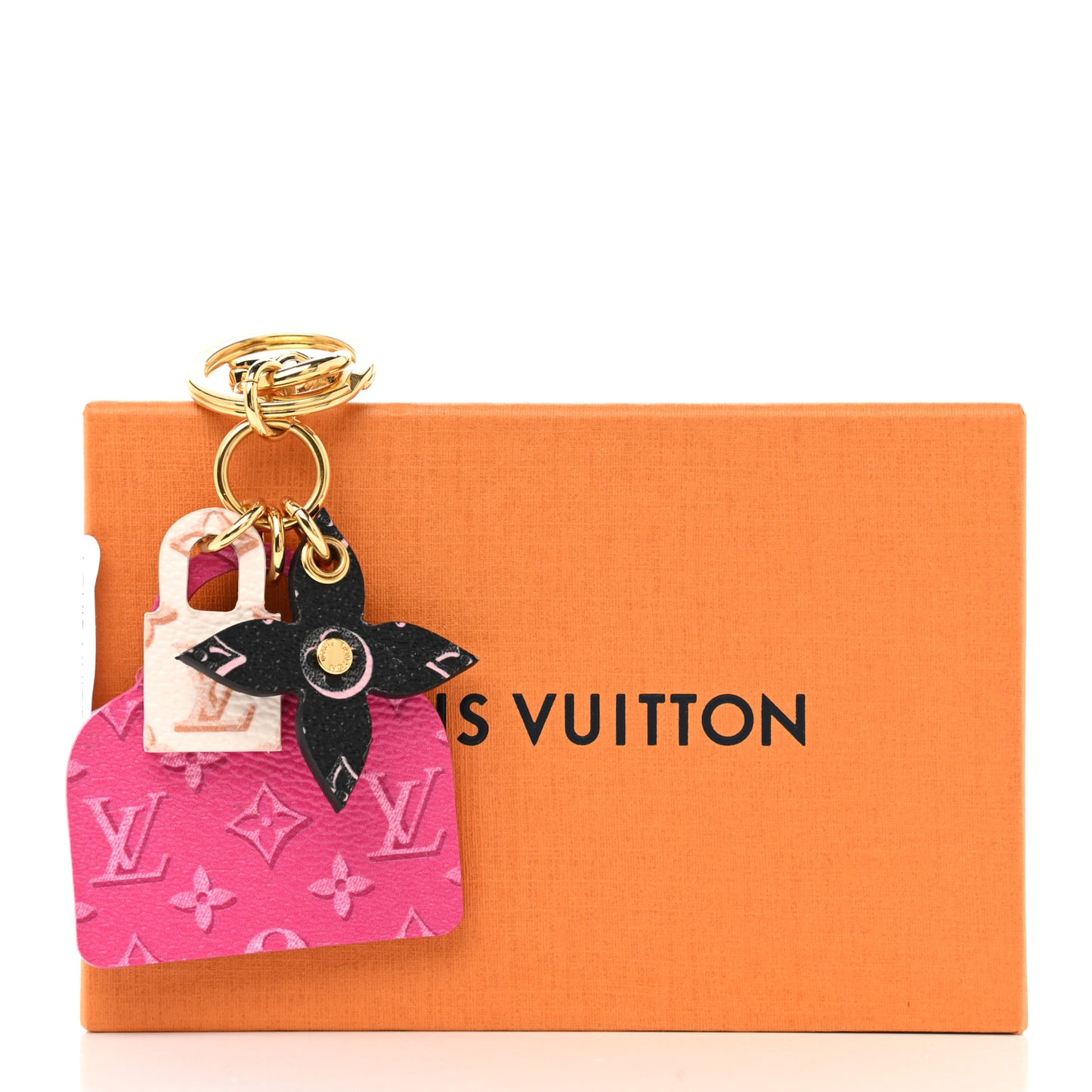 Monogram Alma Bag Charm Key Holder Fuchsia