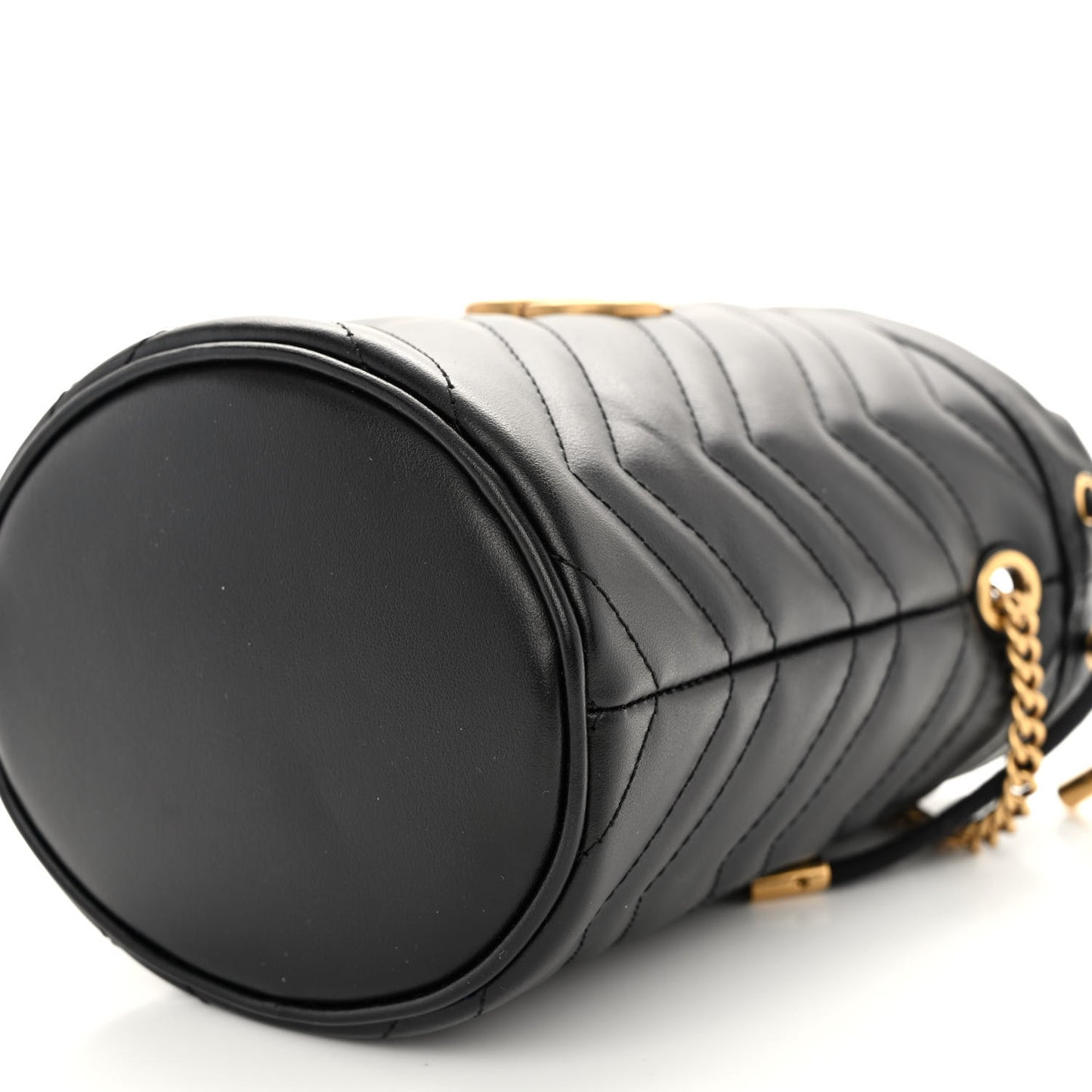 Calfskin Matelasse Mini GG Marmont 2.0 Bucket Bag Black