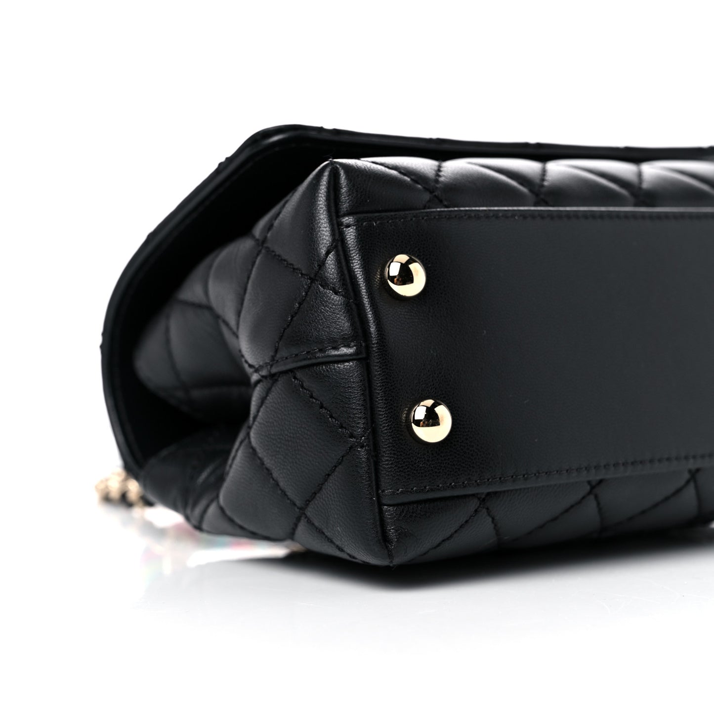 Goatskin Quilted Rainbow Extra Mini Coco Handle Flap Black