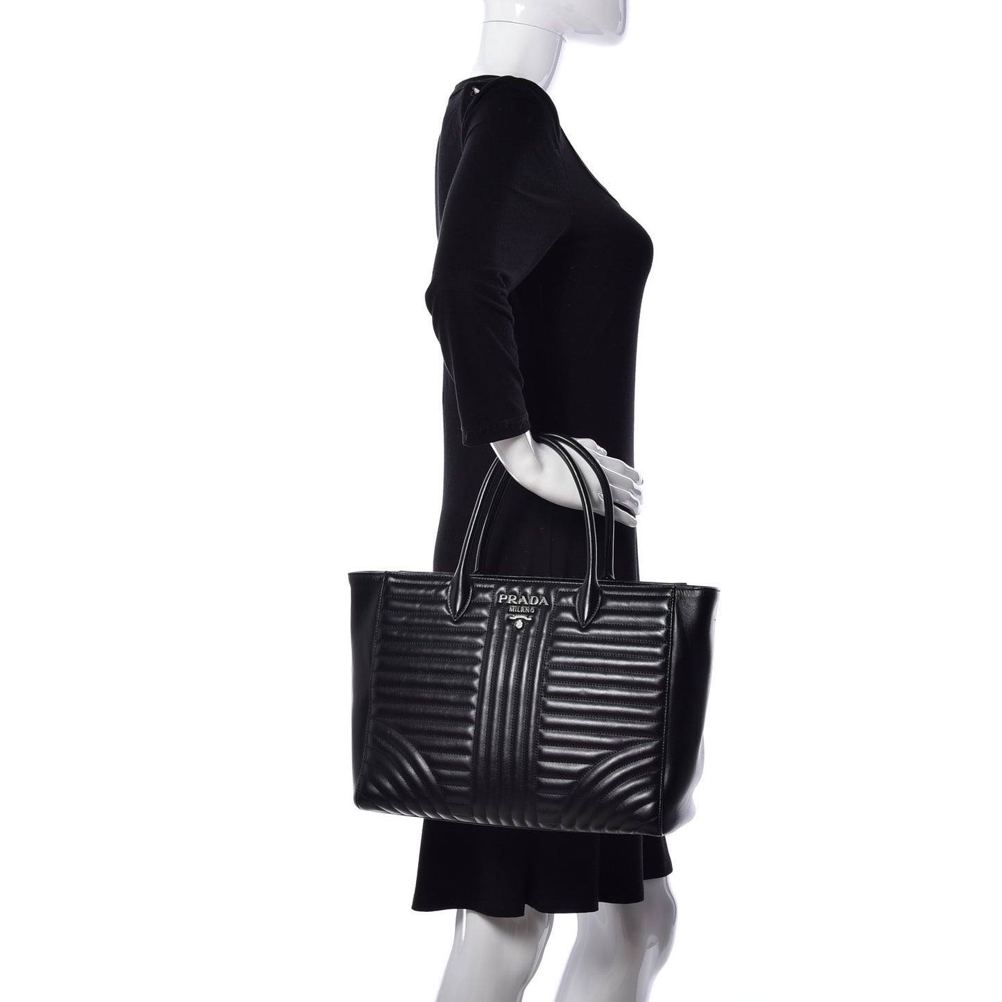 Soft Calfskin Impunture Diagramme Tote Black