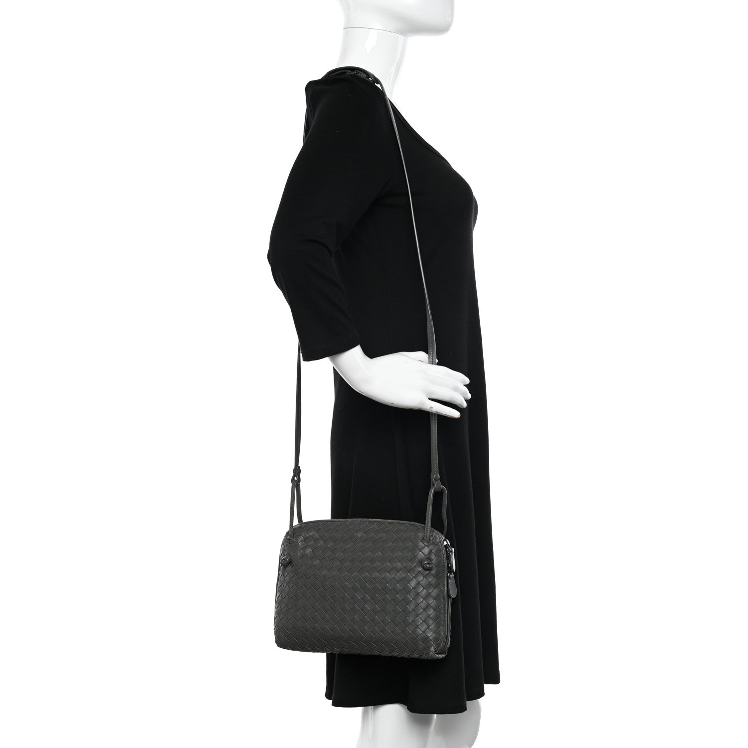 Bottega Veneta Nappa Intrecciato Nodini Crossbody Messenger New Light Grey 2 of 16
