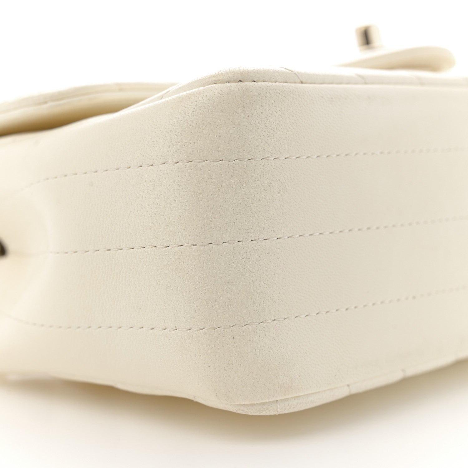 Chanel Lambskin Chevron Quilted Mini Rectangular Flap White 9 of 15