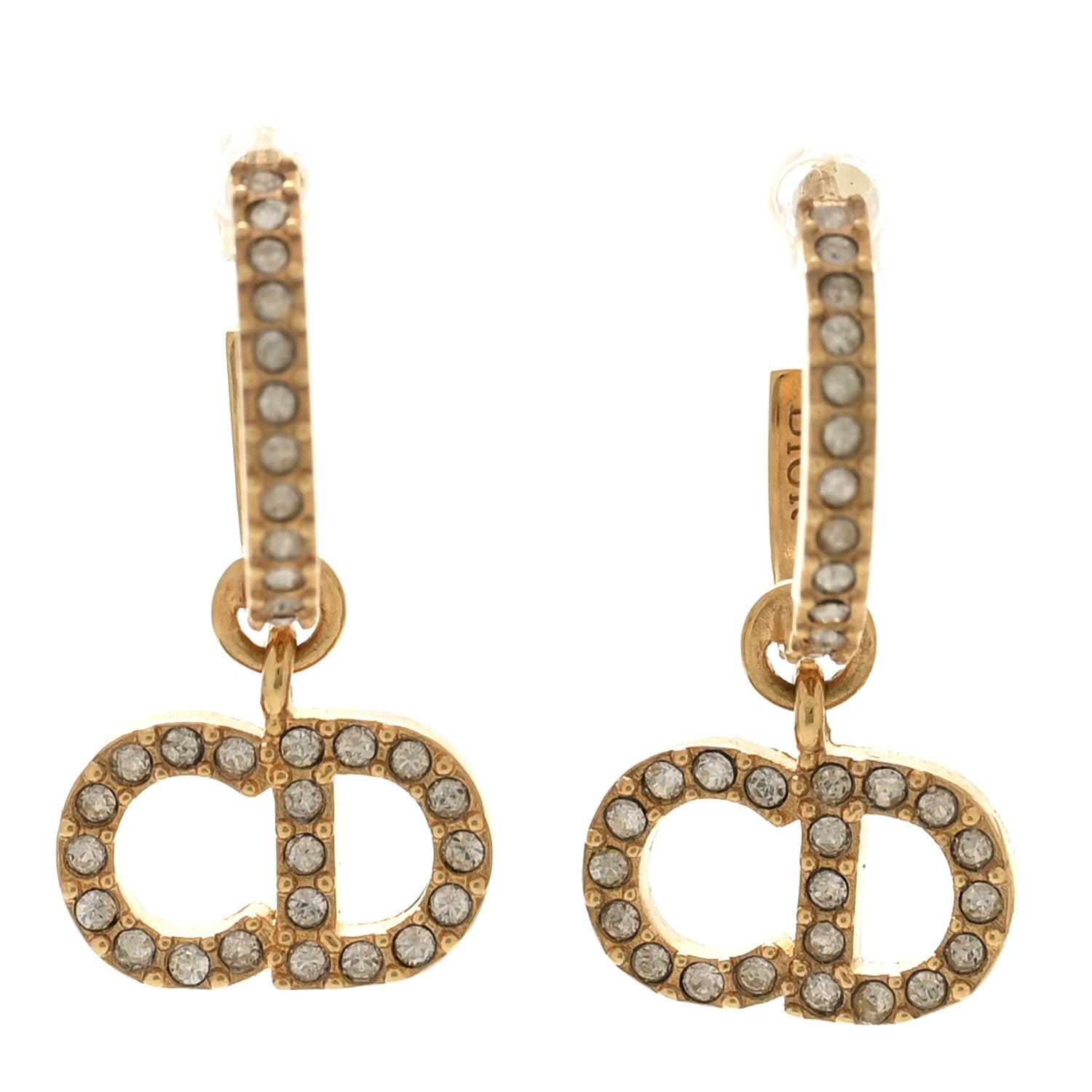 Christian Dior Crystal Clair D Lune Hoop Earrings Gold 1862336