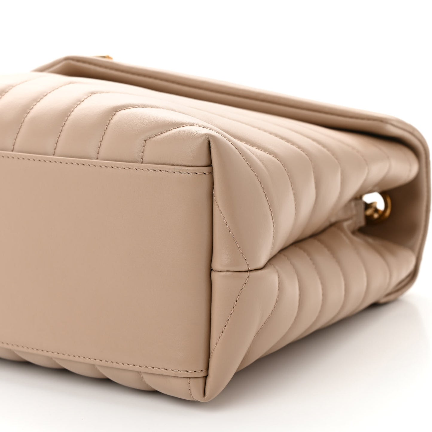 Calfskin Y Quilted Monogram Medium Loulou Chain Satchel Nude Powder