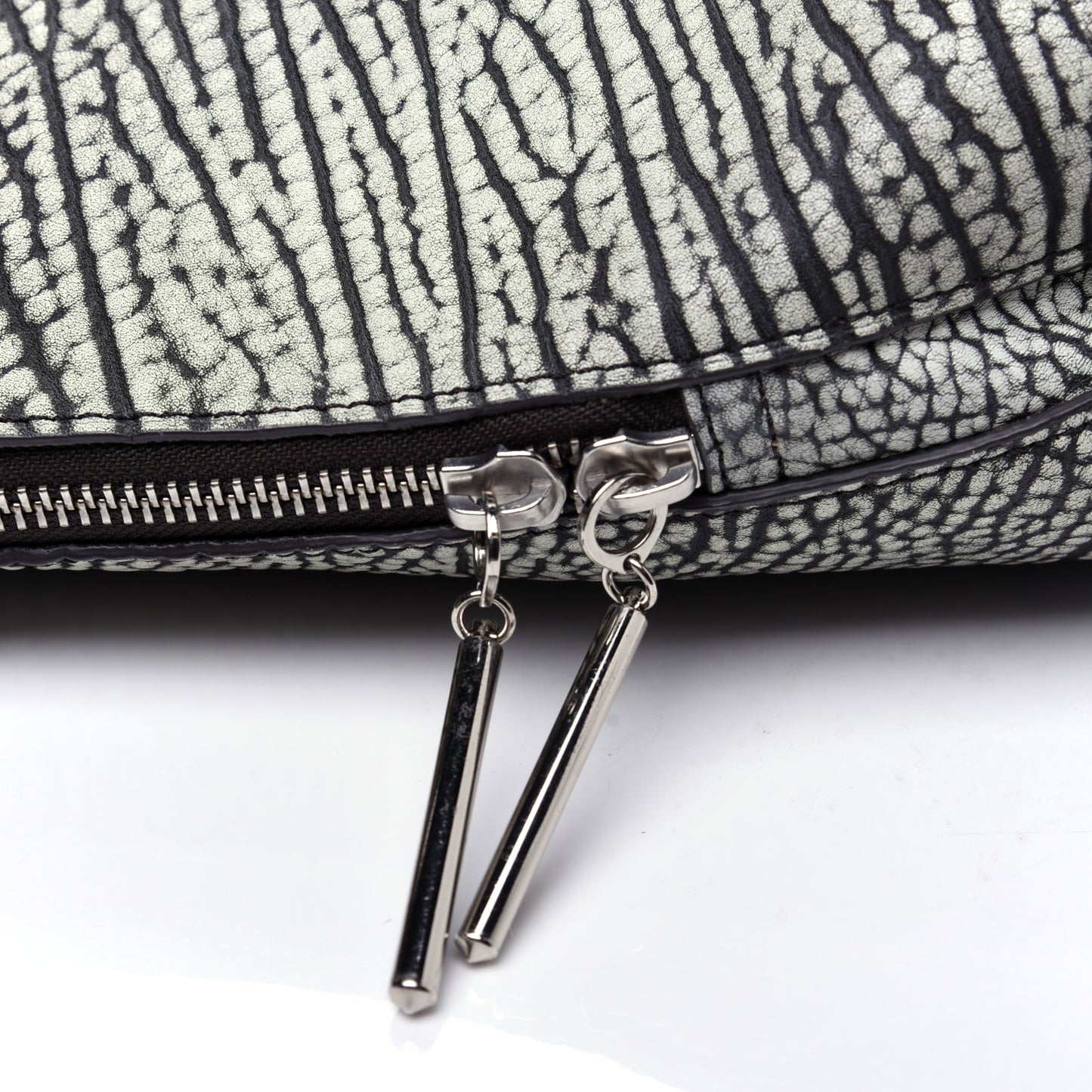 Shark Embossed Calfskin 31 Hour Bag Black Cream