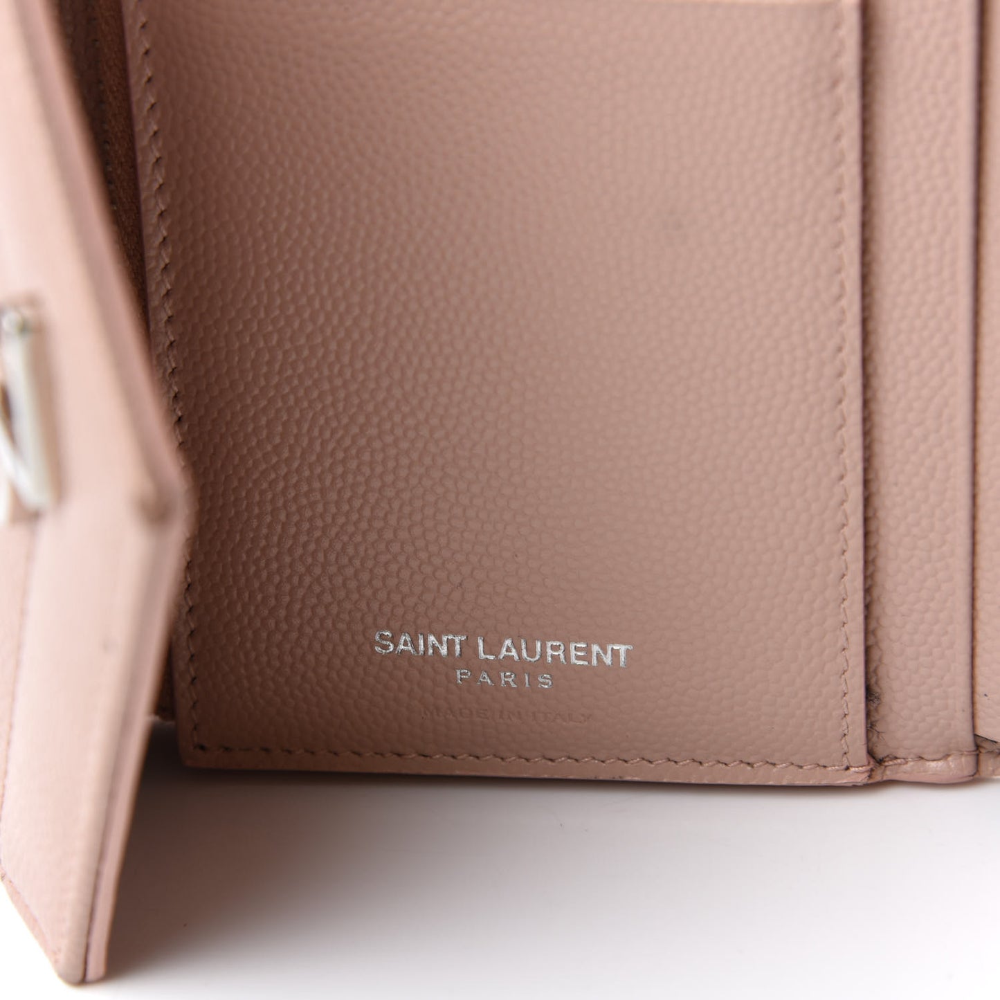 Grain De Poudre Matelasse Chevron Monogram Compact Tri Fold Wallet Pale Pink
