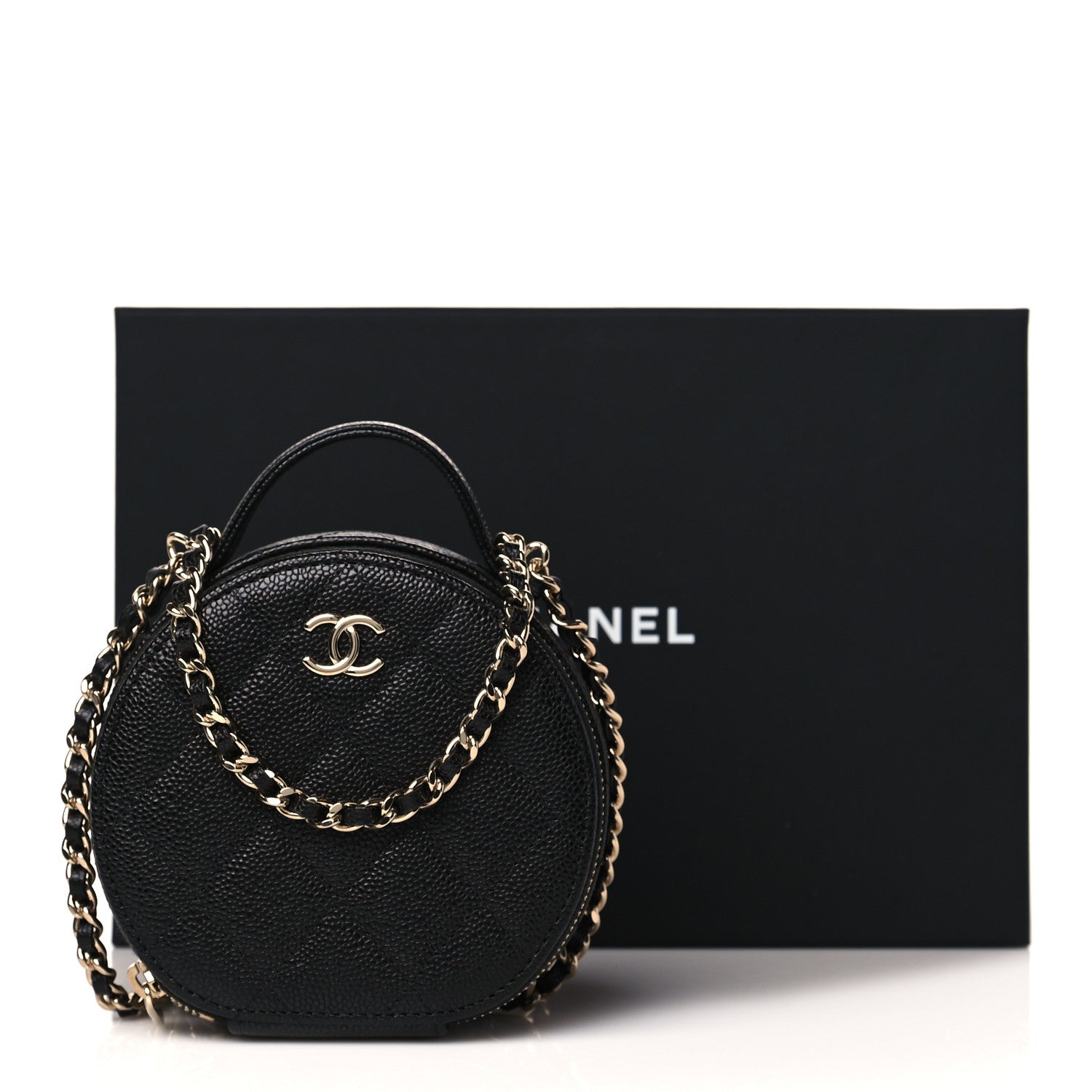 Chanel Caviar Quilted Round Handle With Care Vanity With Chain Black 11 of 11