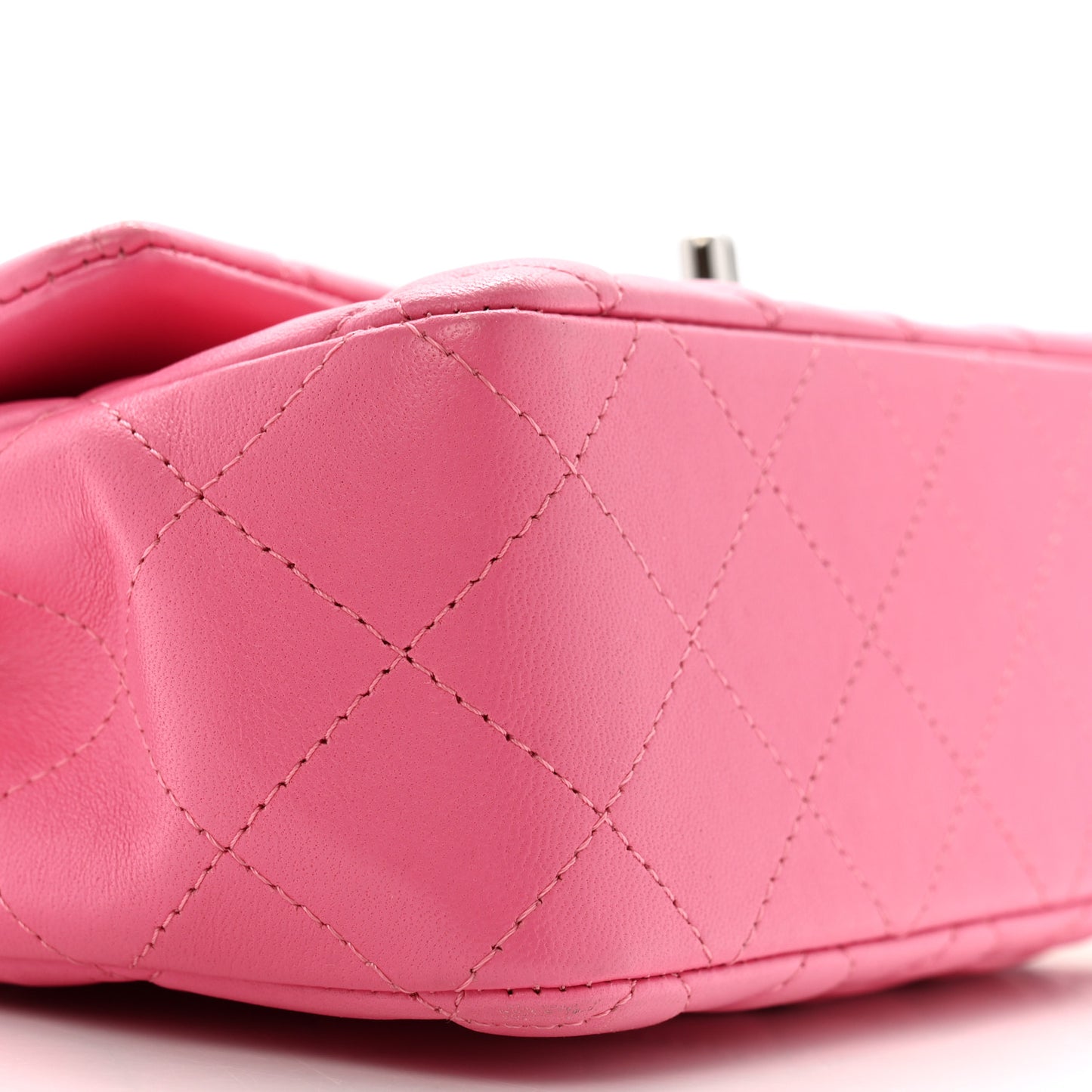 Lambskin Quilted Mini Rectangular Flap Pink
