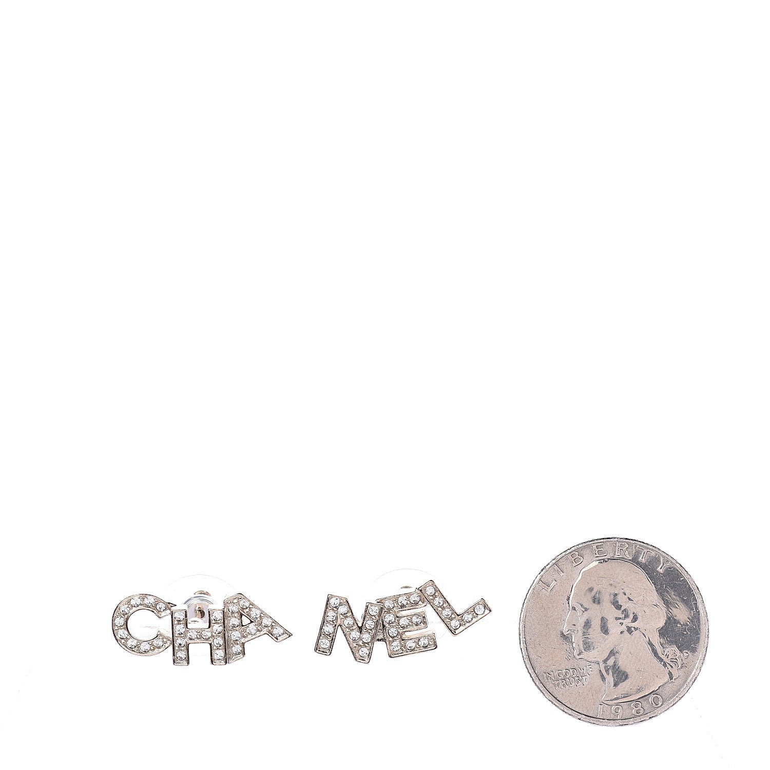 Chanel Crystal Pearl Signature Stud Earrings Gold 2 of 4