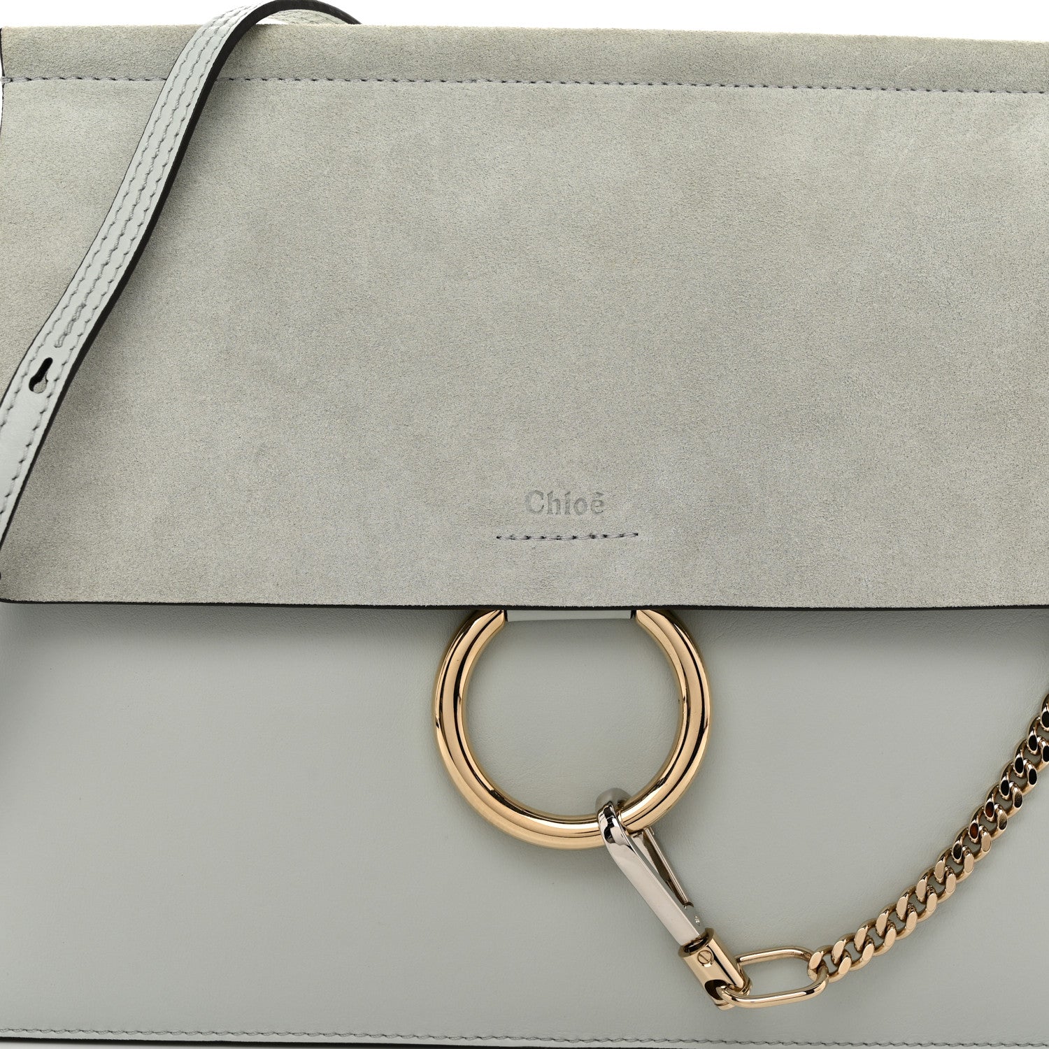 Chloe Calfskin Suede Medium Faye Shoulder Bag Airy Grey 7 of 9