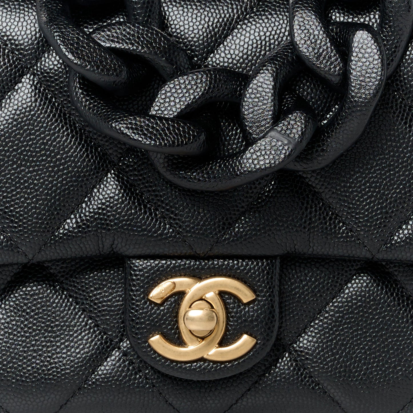 Caviar Quilted Funky Match Mini Flap Black