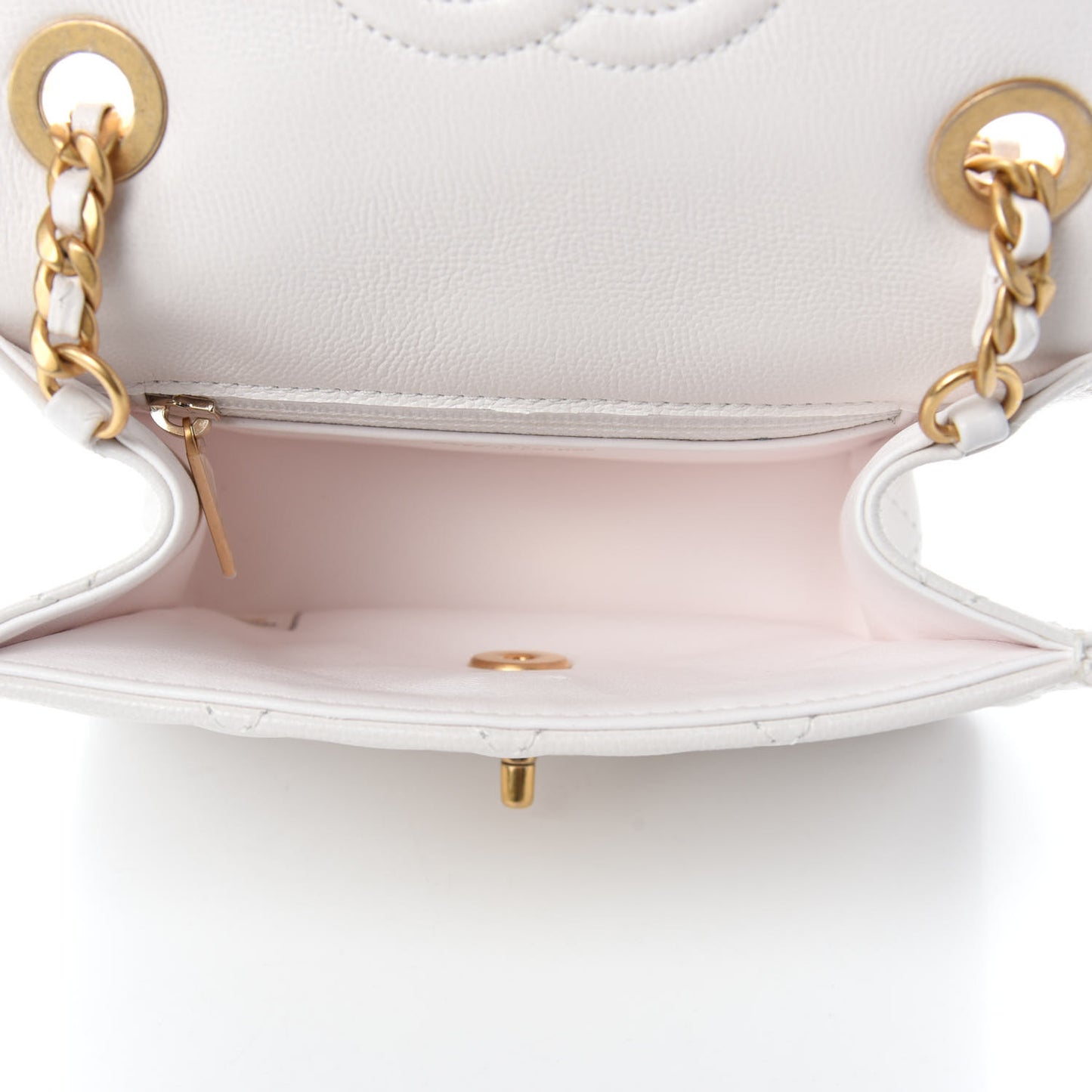 Caviar Quilted Mini Sweet Classic Flap White