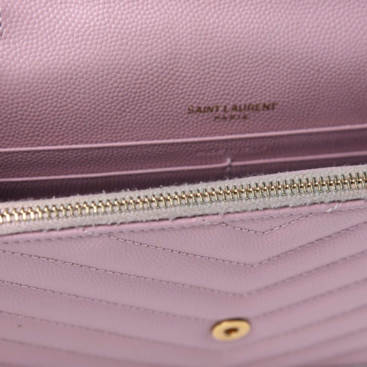 Grain De Poudre Matelasse Chevron Monogram Envelope Chain Wallet Pale Pink