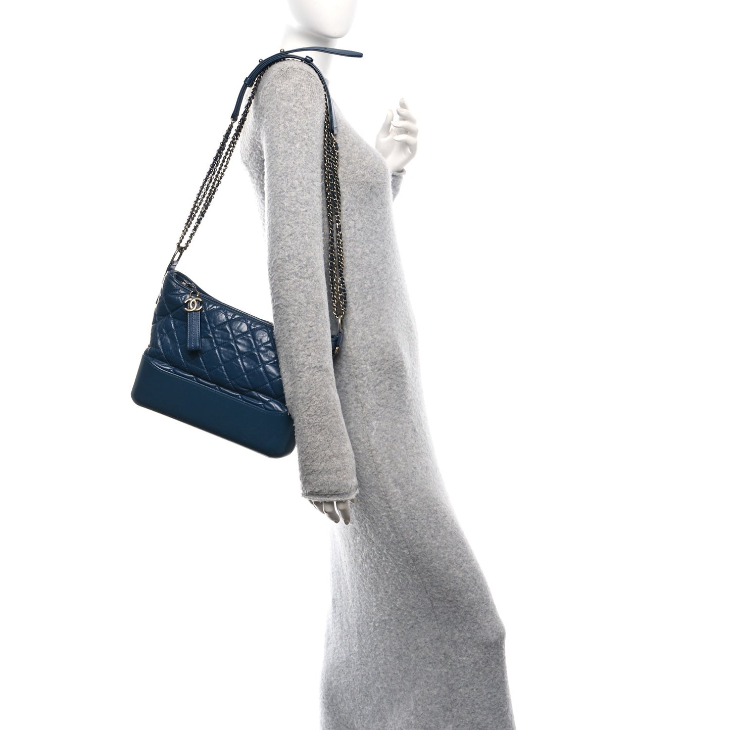 Patent Goatskin Quilted Medium Gabrielle Hobo Blue