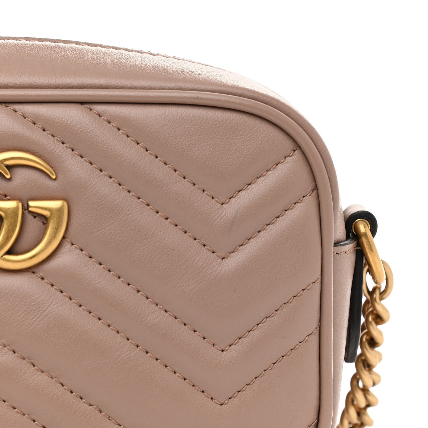 Calfskin Matelasse Mini GG Marmont Chain Shoulder Bag Porcelain Rose