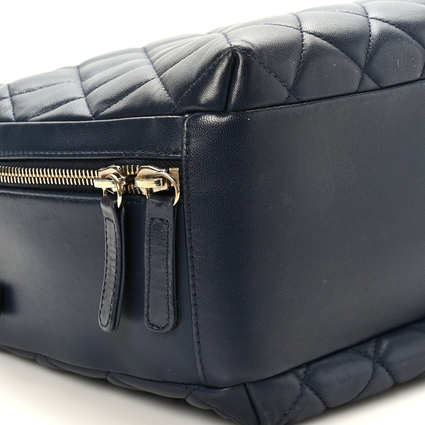 Lambskin Quilted Large Trendy CC Bowling Bag Blue