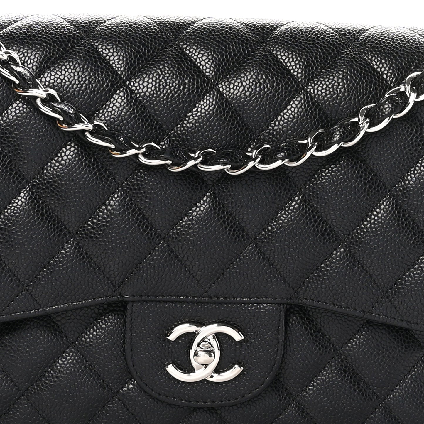Caviar Quilted Jumbo Double Flap Black