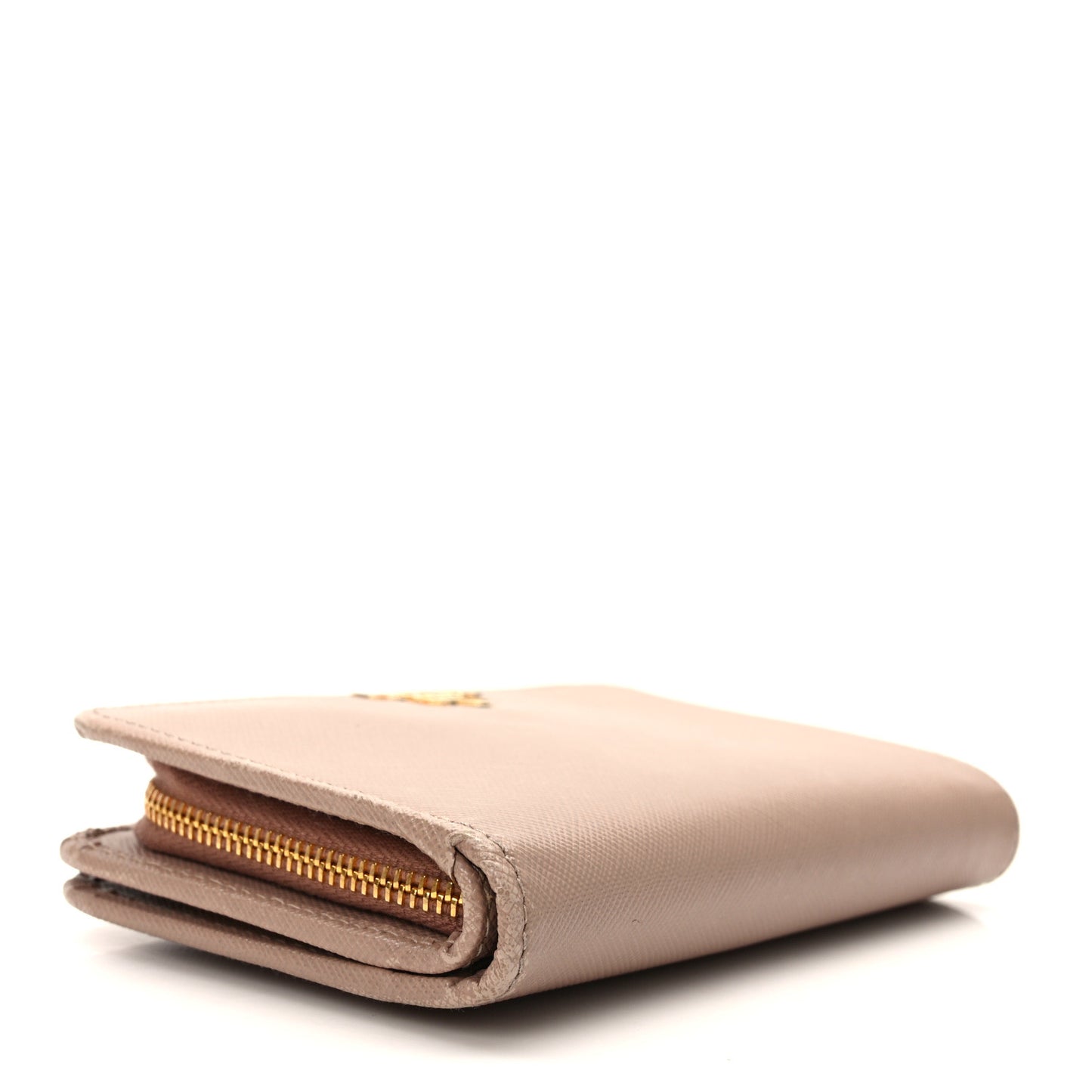 Saffiano Metal Compact Zip Around Wallet Cammeo