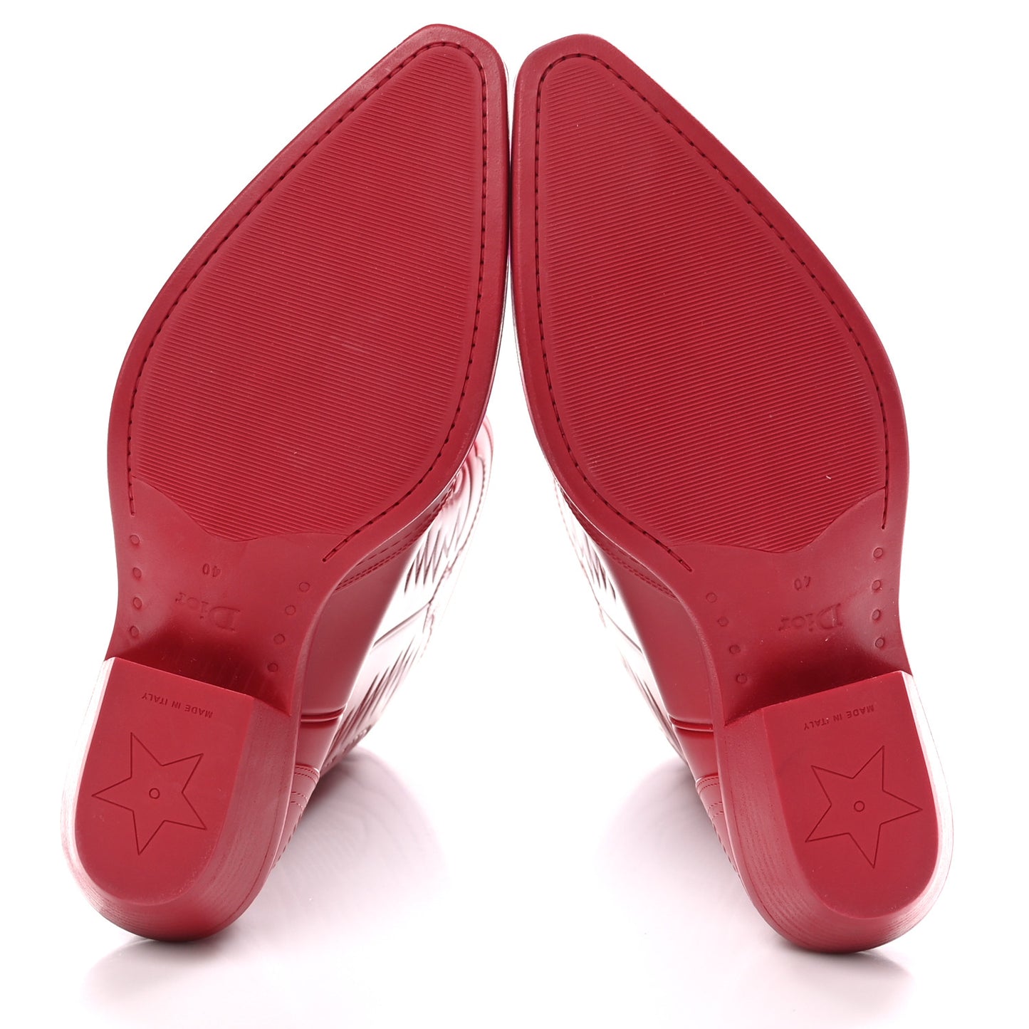 Rubber Embossed Wind Boots 40 Red
